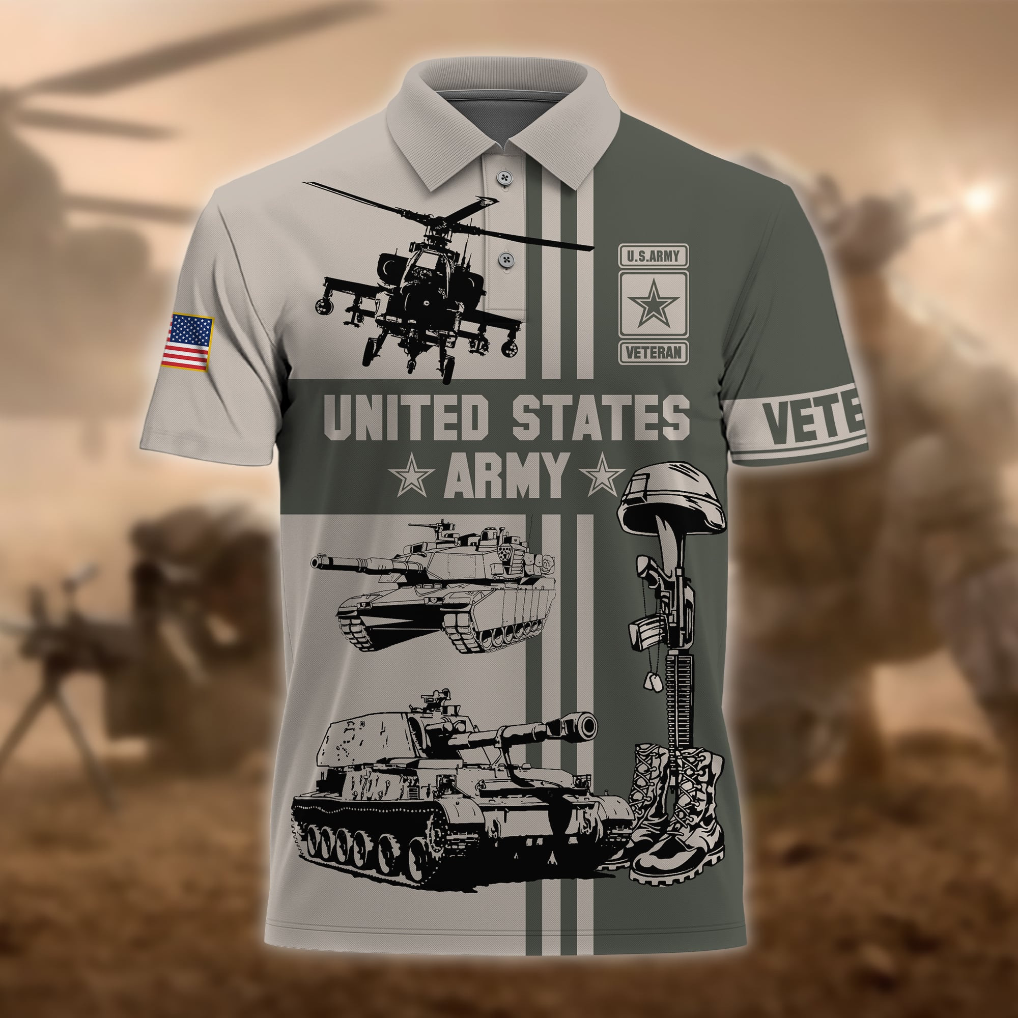 Premium U.S Multiple Service Veteran Polo Shirt PVC080302