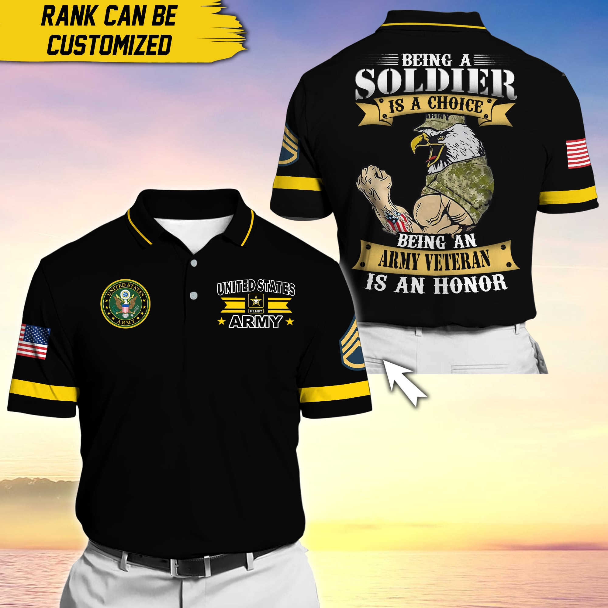Premium Personalise U.S Multiple Service Veteran Polo Shirt PVC200402