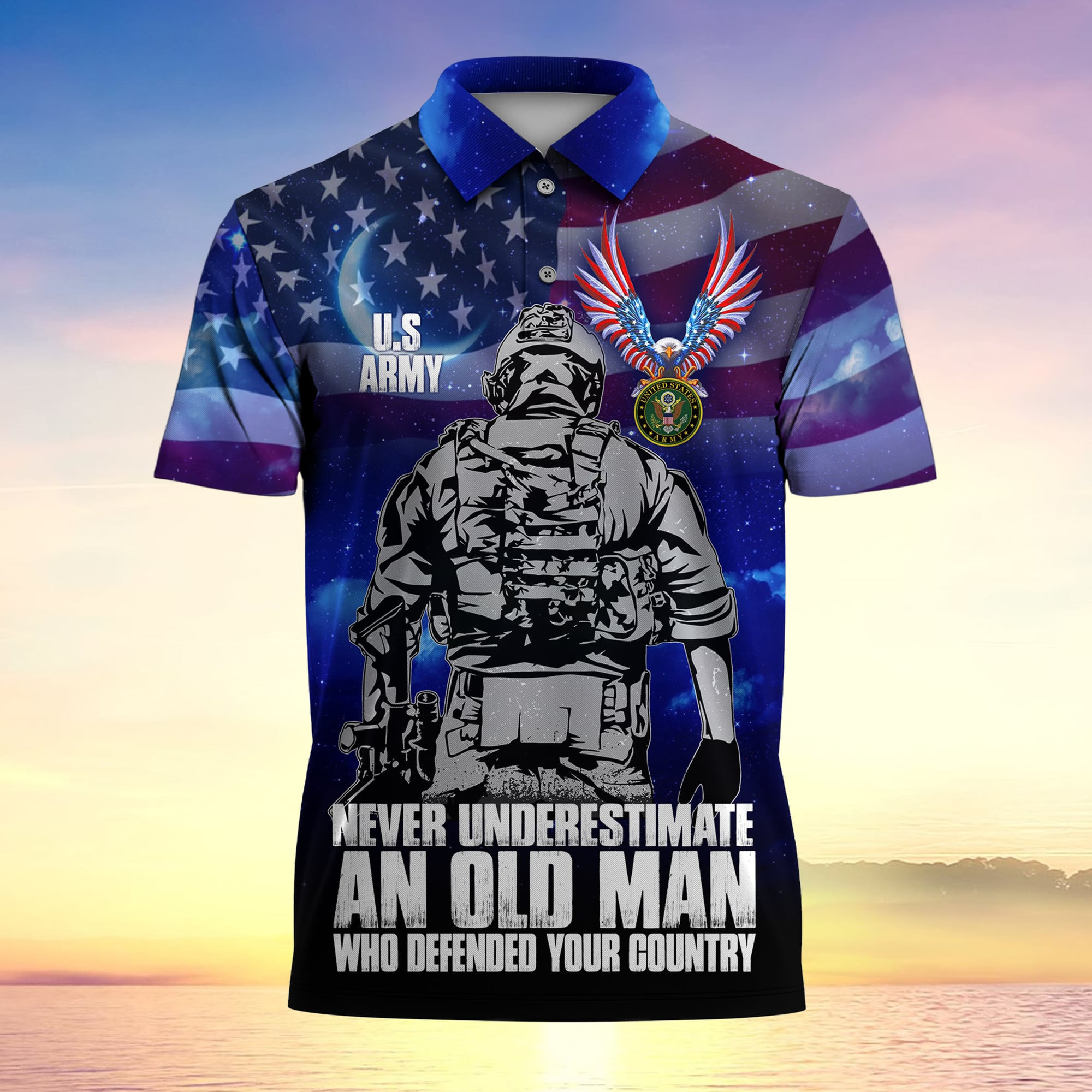 Never Underestimate An Old Man Who Defended Your Country Multiservice Polo MH080603-2