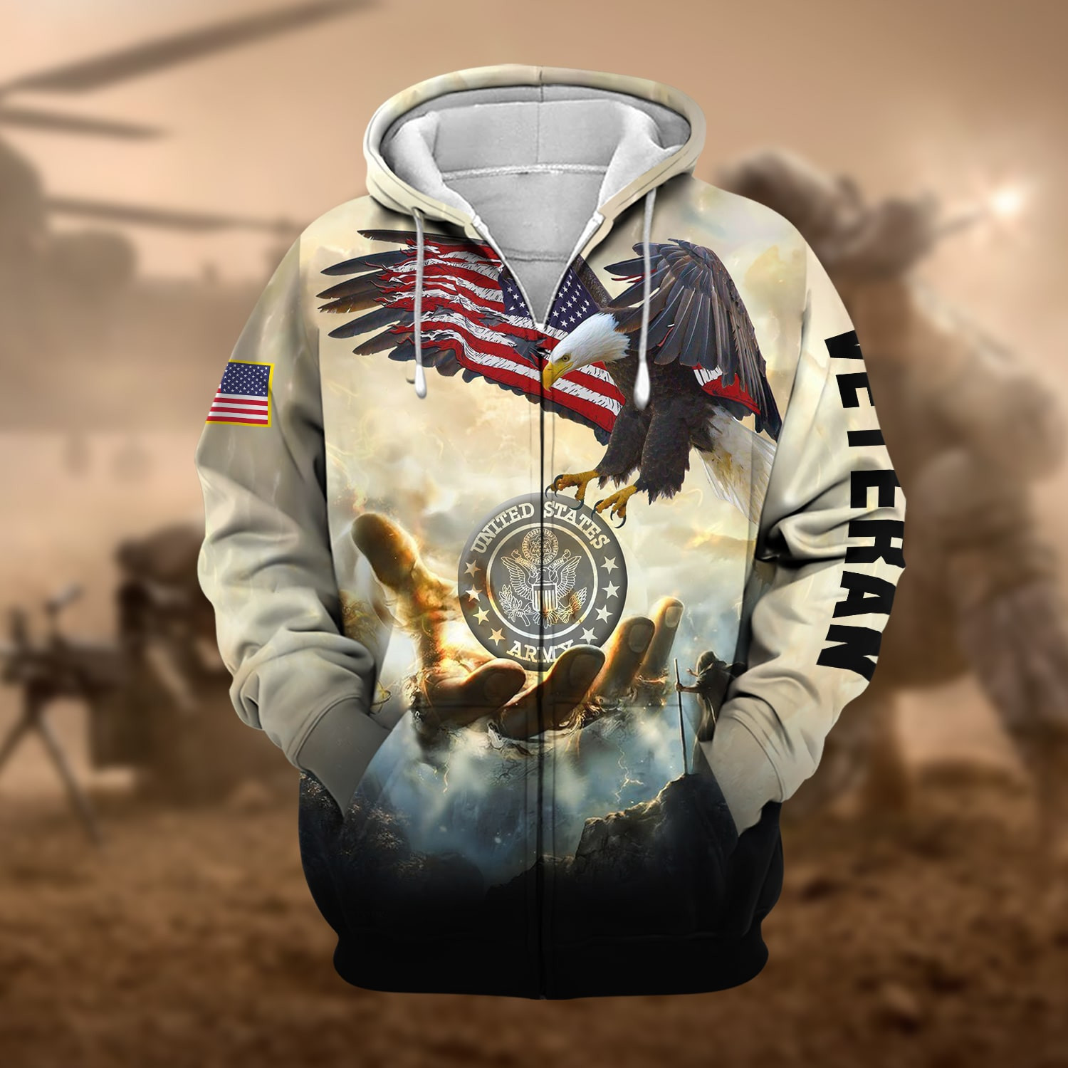 Premium God Bless US Veteran Zip Up Hoodie NPVC230802