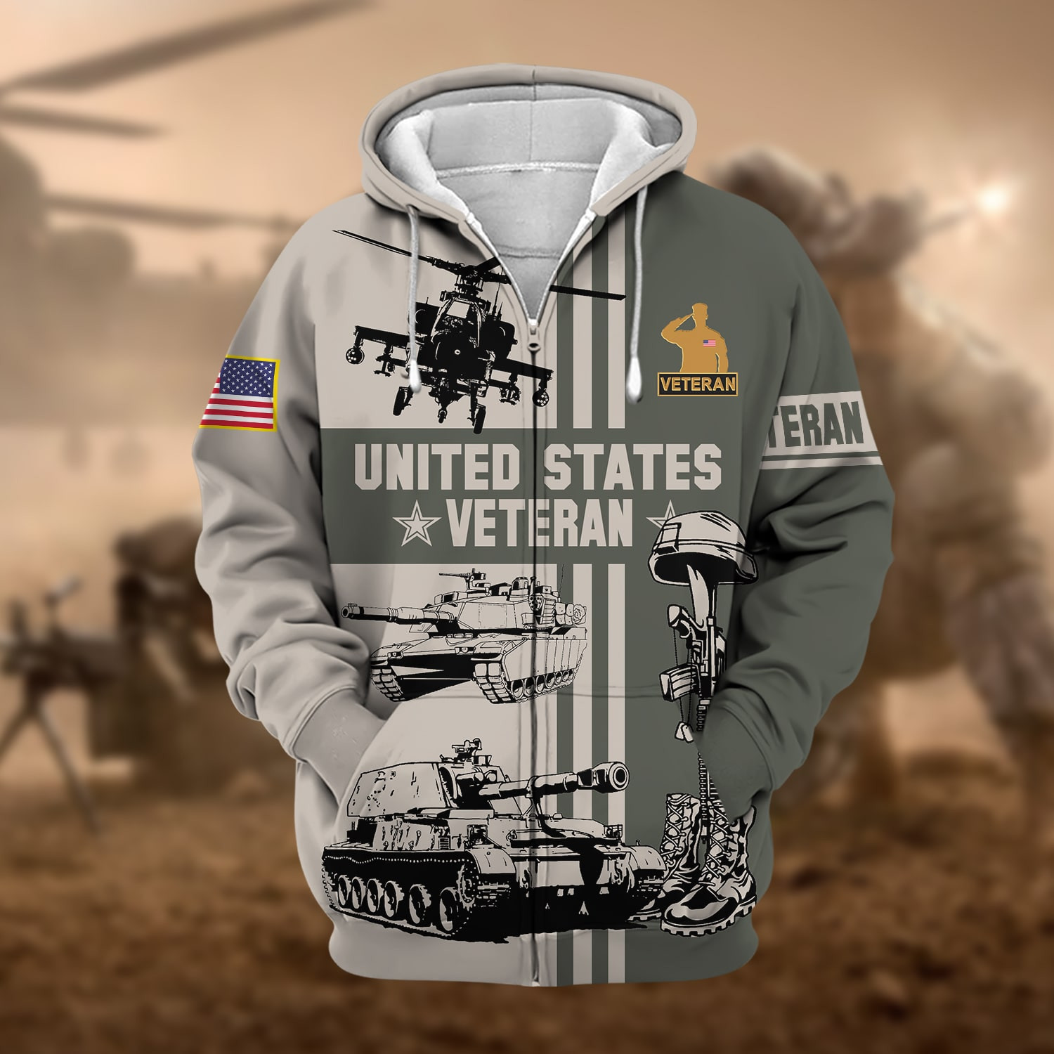Premium US Veteran Zip Up Hoodie NPVC050901
