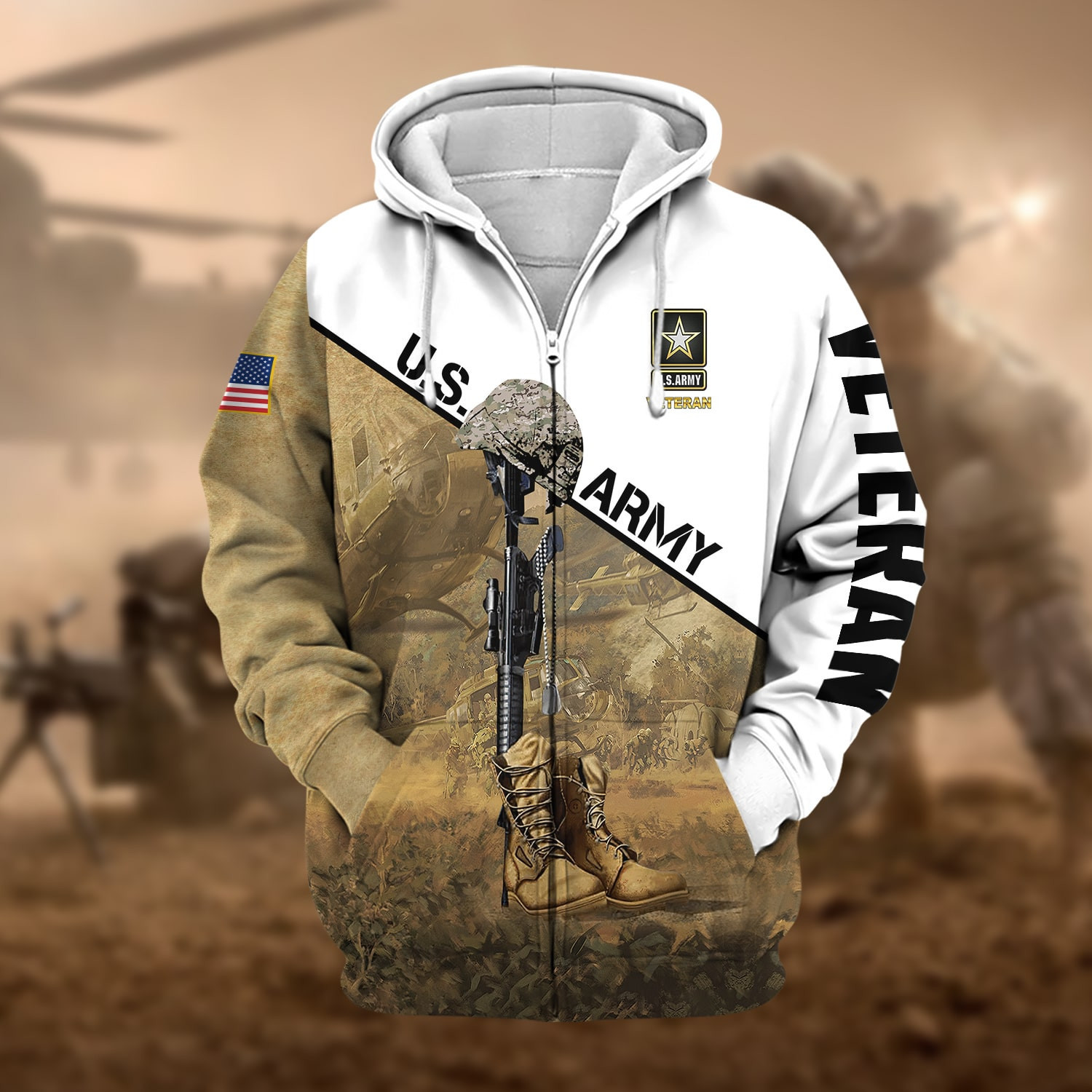 Premium US Veteran Zip Up Hoodie NPVC300801