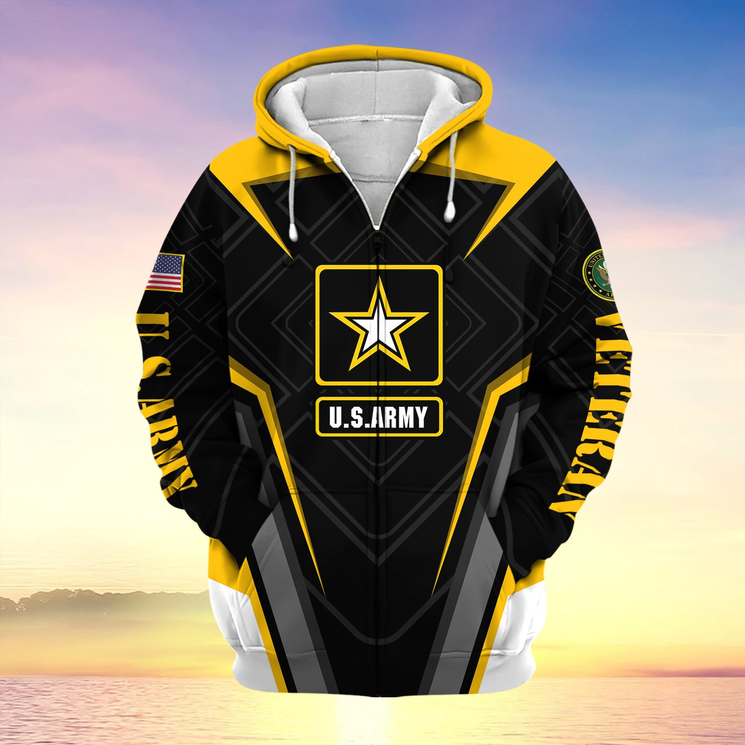 US Veteran Proudly Served Multiservice Zip Up Hoodie NPVC220801