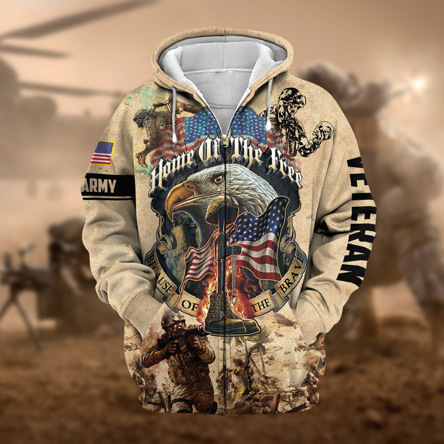 Premium Home Of The Free US Veteran Zip Up Hoodie NPVC220802