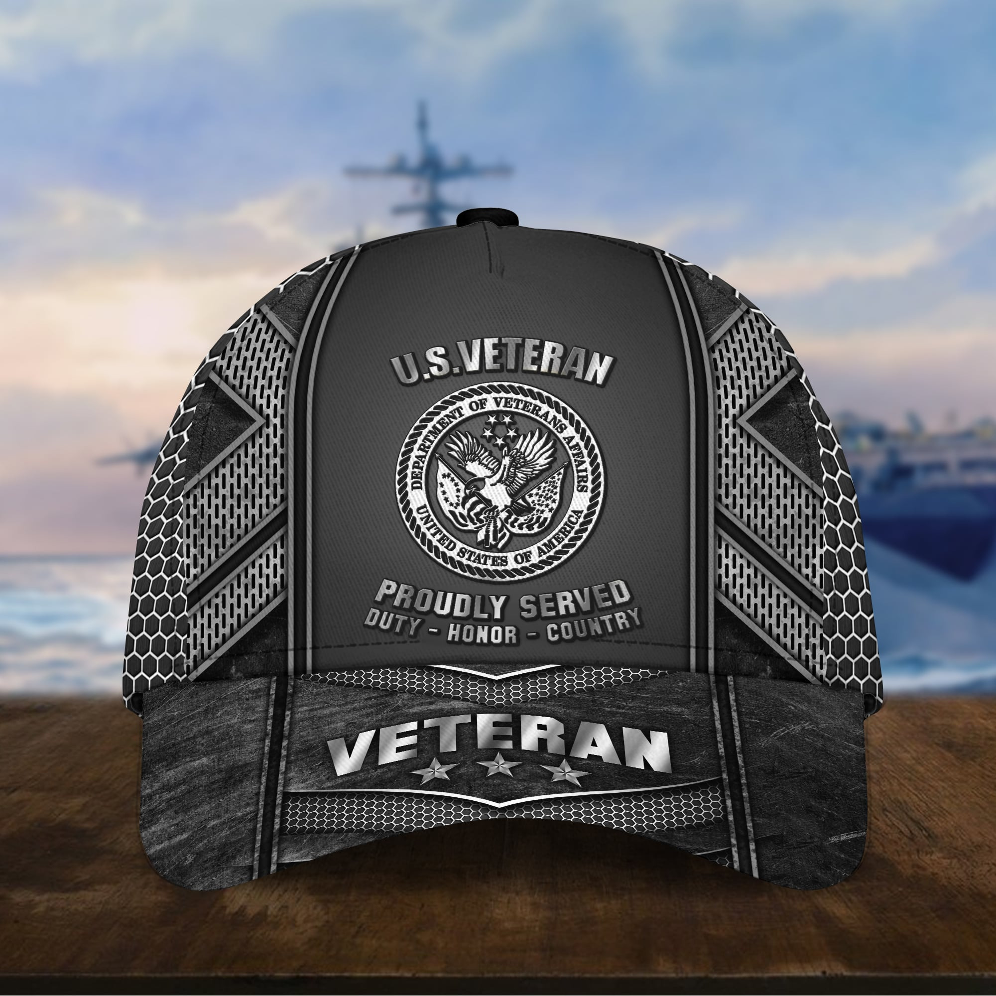 Unique Metal Camo US Veteran Cap NPVC150802