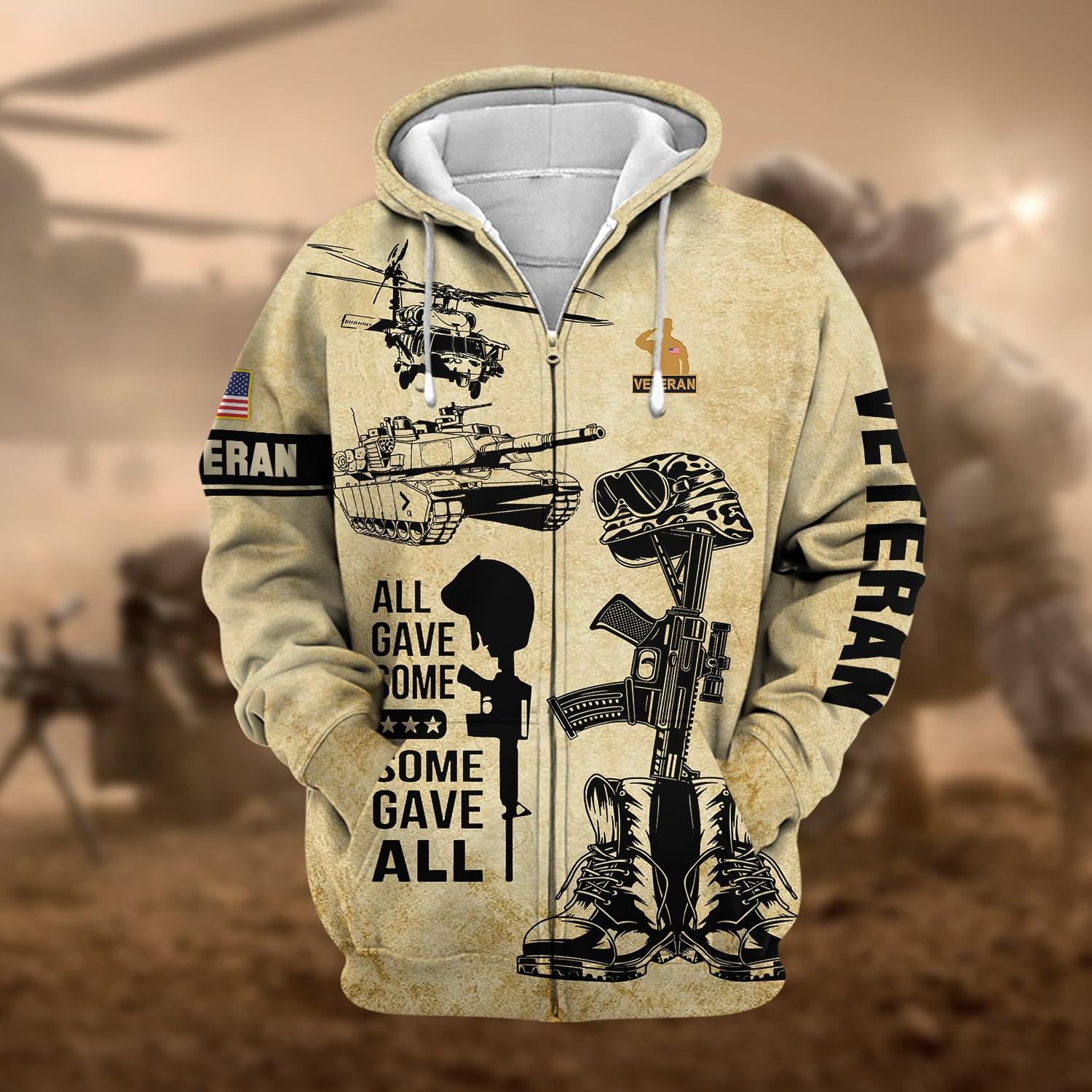 Premium All Gave Some US Veteran Zip Up Hoodie NPVC120901