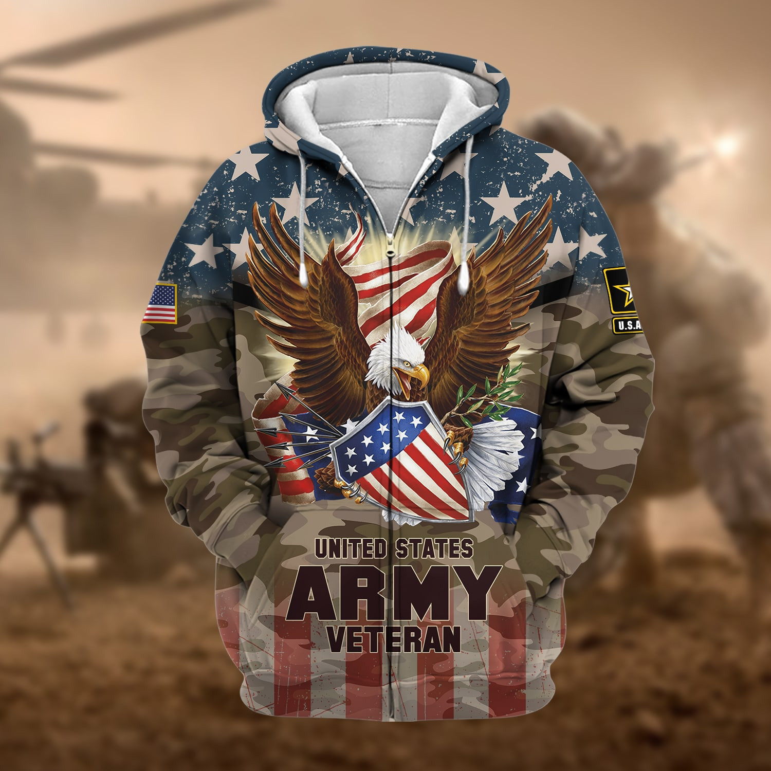 Premium Eagle US Veteran Zip Up Hoodie NPVC221111