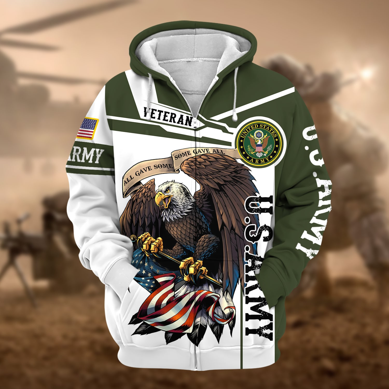 Premium Honoring All Who Served US Veteran Zip Up Hoodie NPVC240803