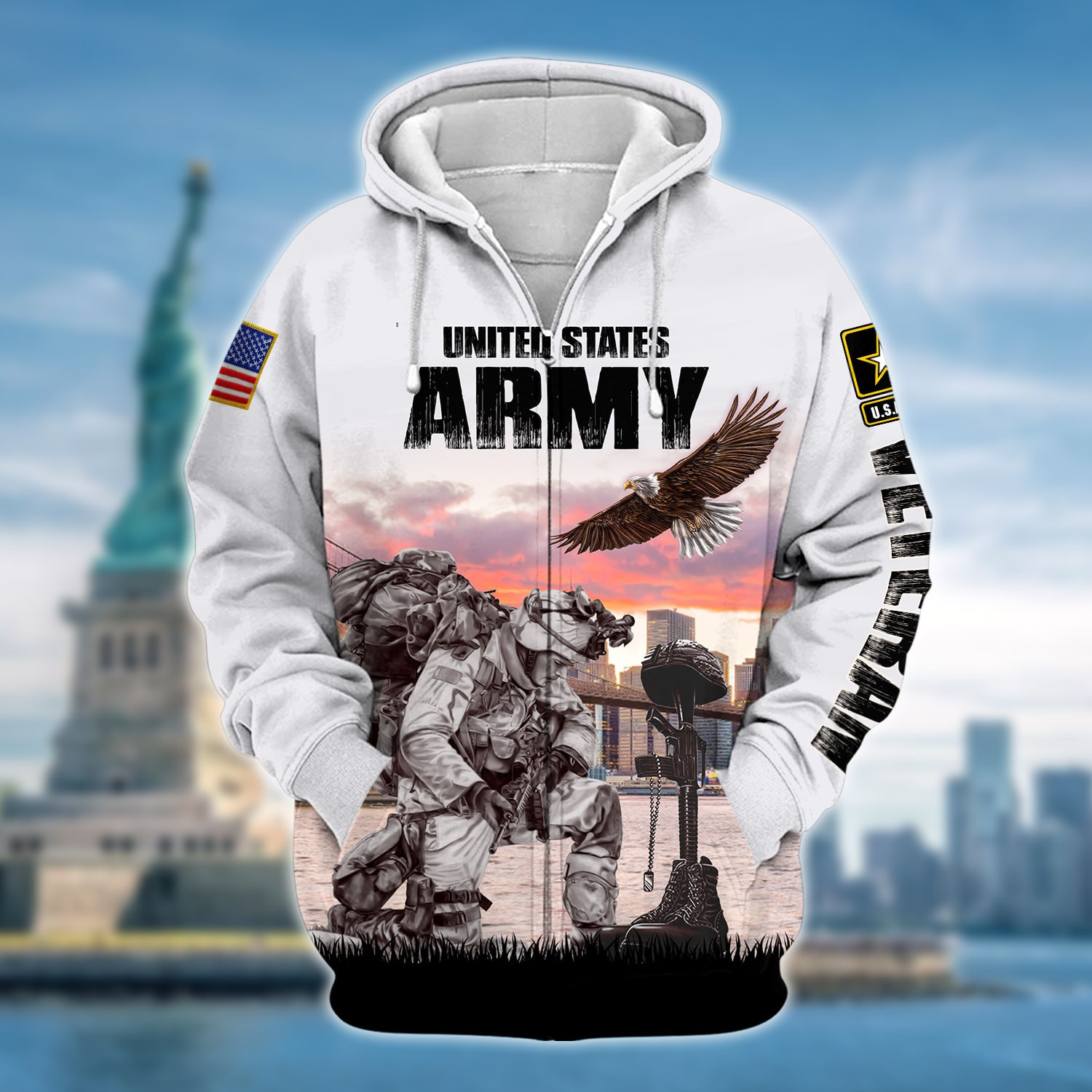 Unique Multiple Service US Veteran Zip Up Hoodie NPVC090201