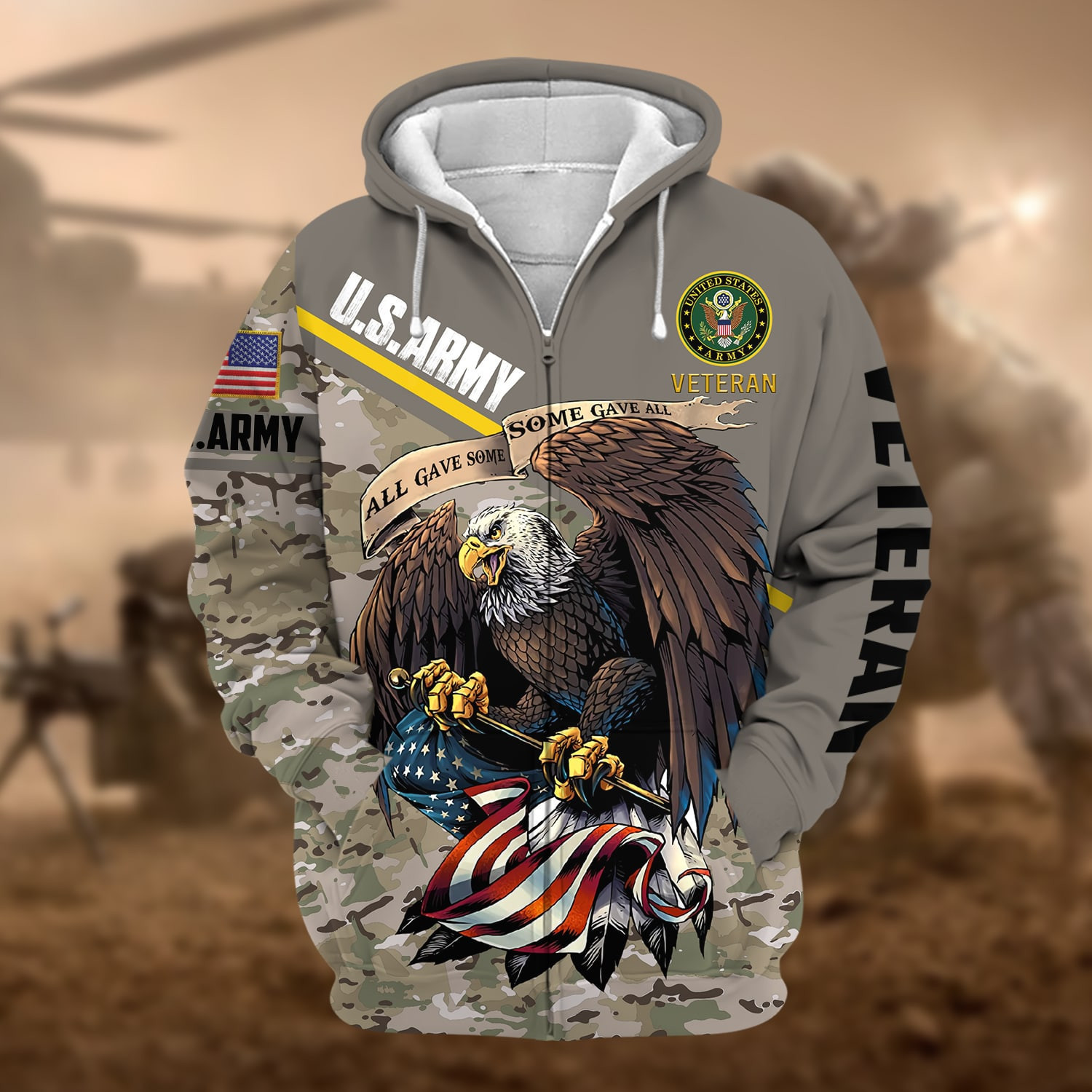 Premium Proudly Served US Veteran Zip Up Hoodie NPVC160904