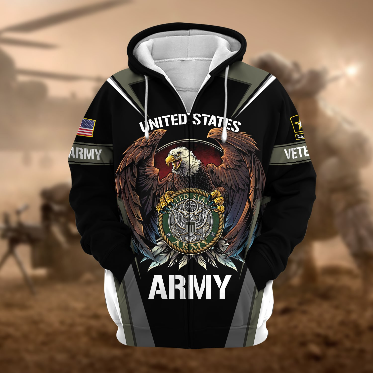 Premium Honoring All Who Served US Veteran Zip Up Hoodie NPVC200901