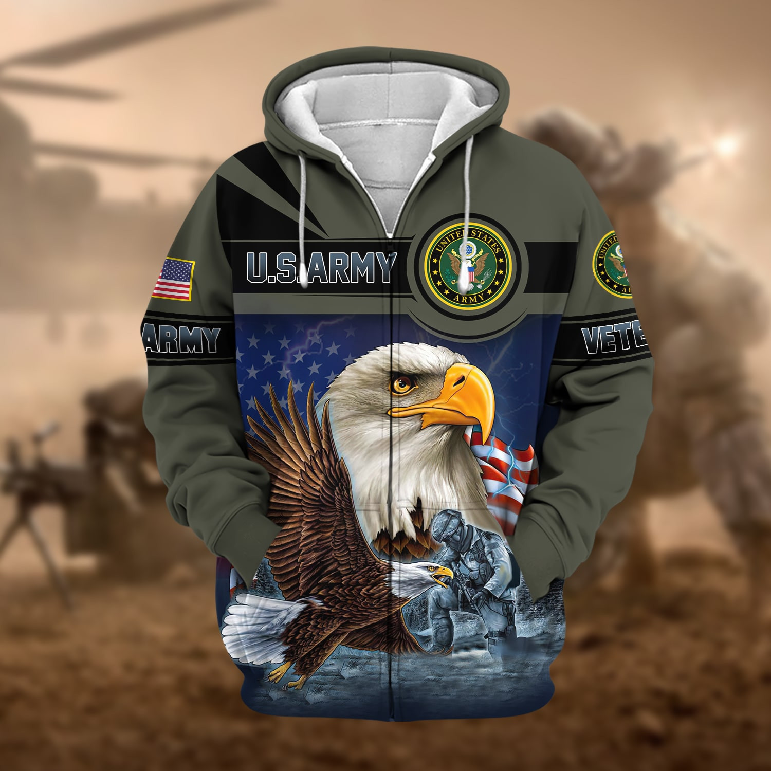 Unique US Veteran Eagle Zip Up Hoodie NPVC160905