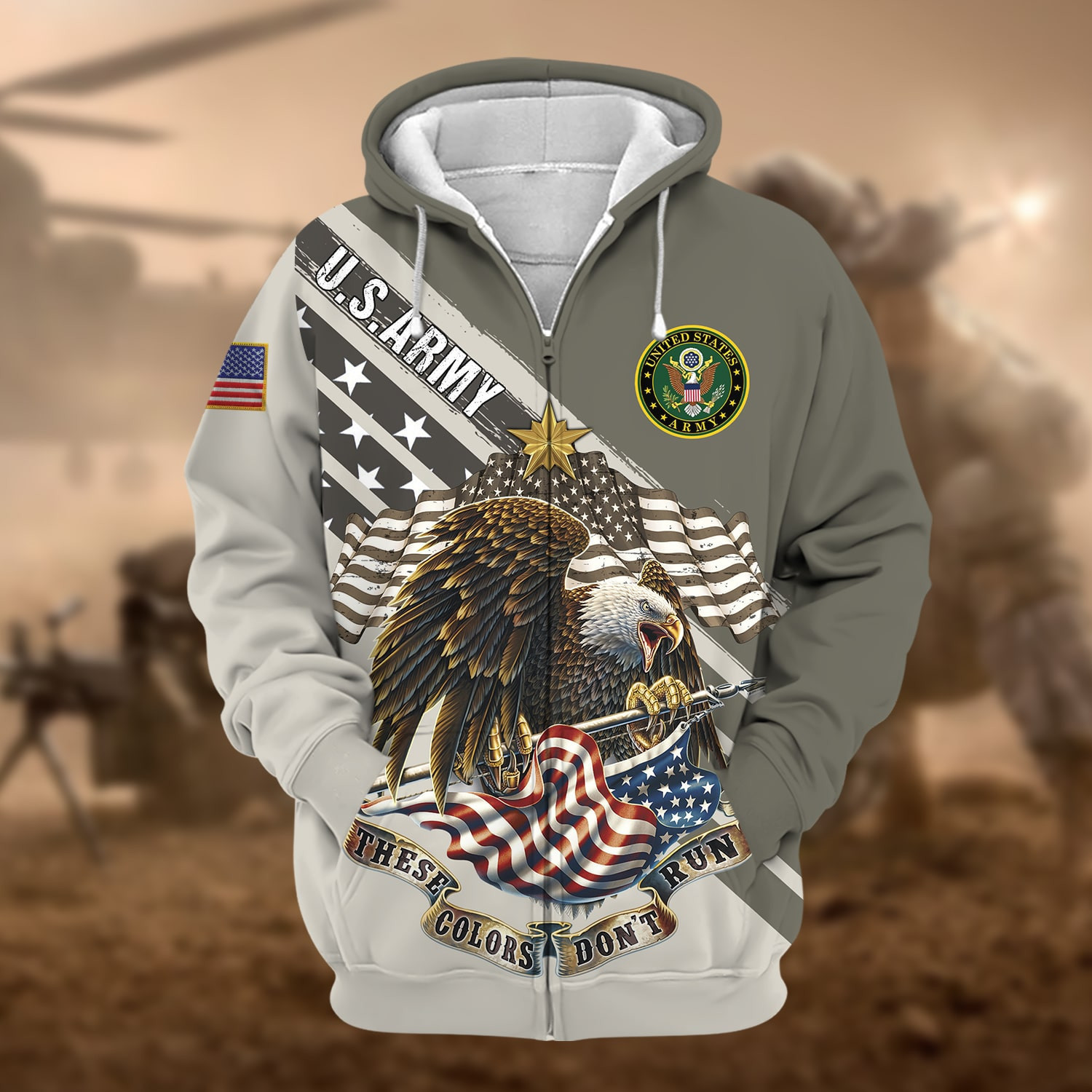 Premium These Colors Don’t Run US Veteran Zip Up Hoodie NPVC240901