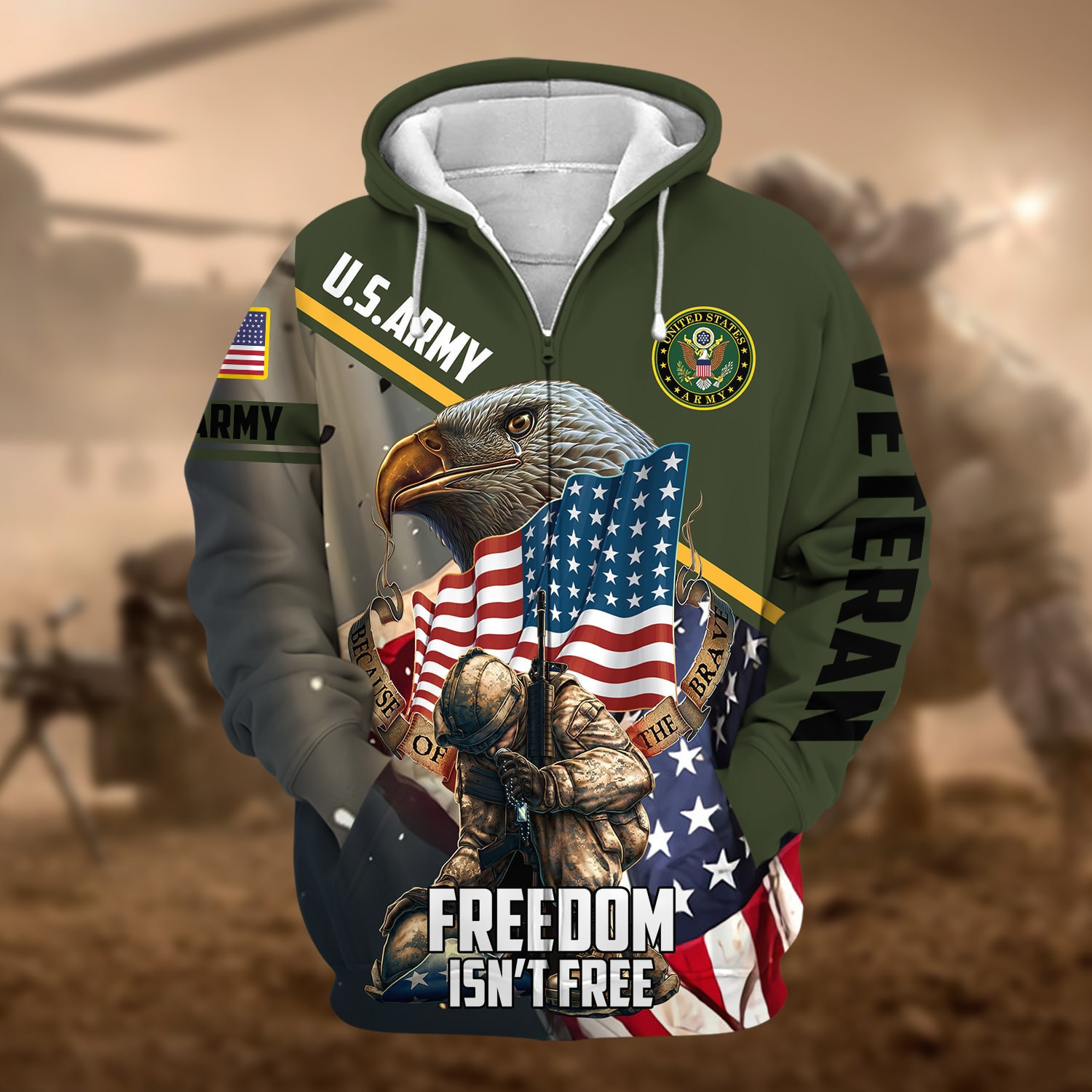 Premium Freedom Is Not Free US Veteran Zip Up Hoodie NPVC260904