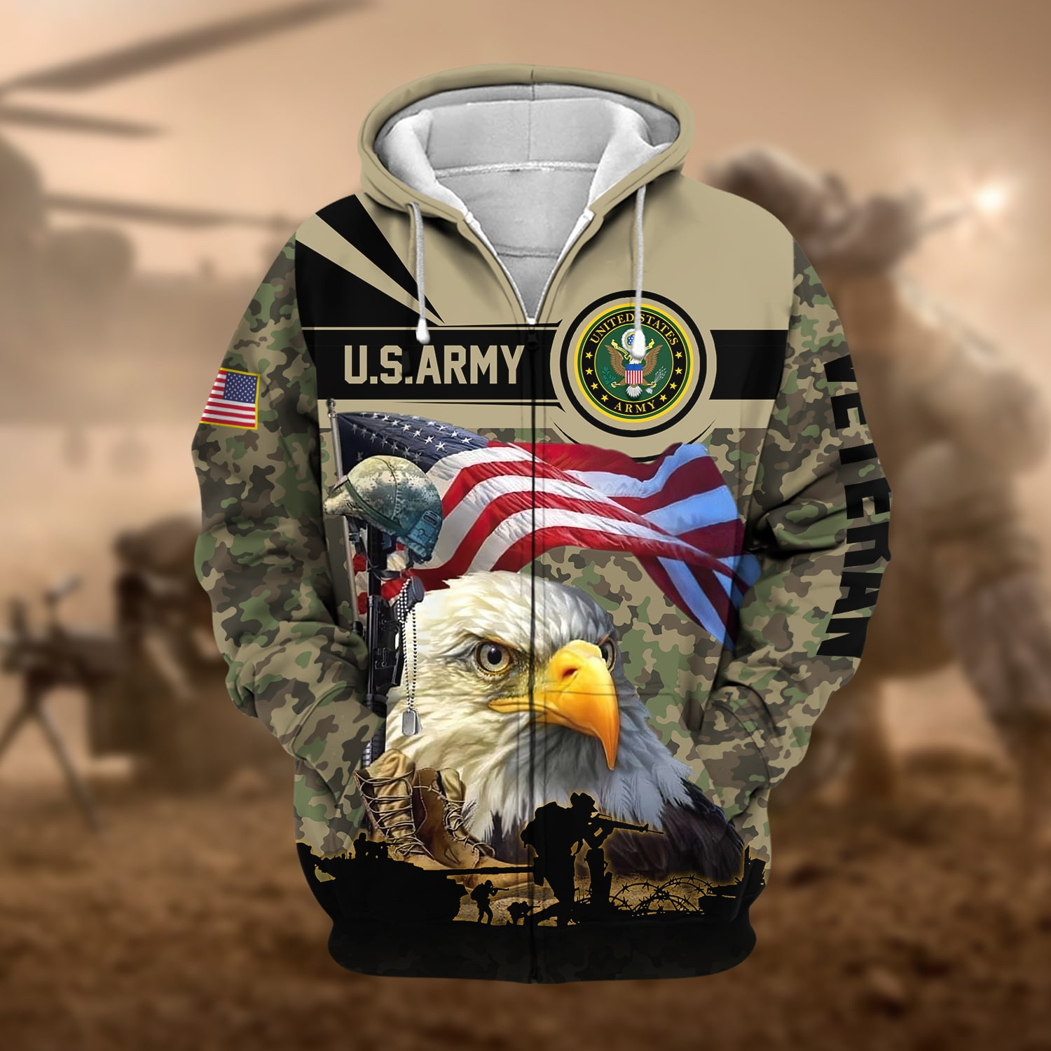 Premium Honoring All Who Served US Veteran Zip Up Hoodie NPVC171005