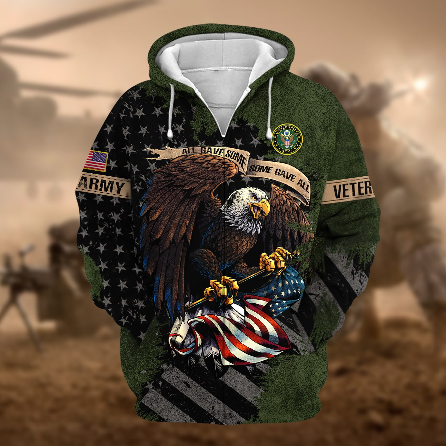 Premium Eagle US Veteran Zip Up Hoodie NPVC181001