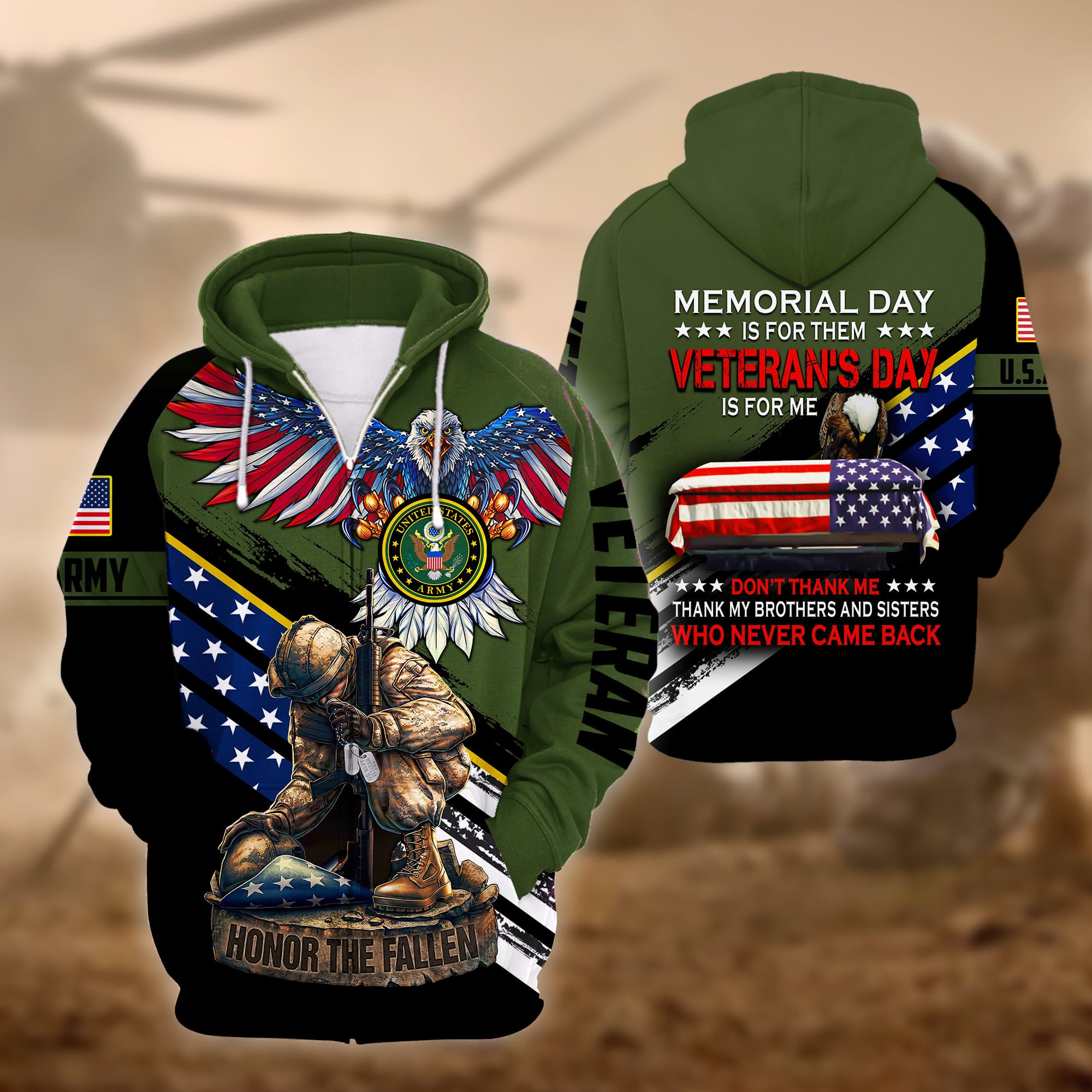 Premium Memorial Day Is For Them US Veteran Zip Up Hoodie NPVC261002