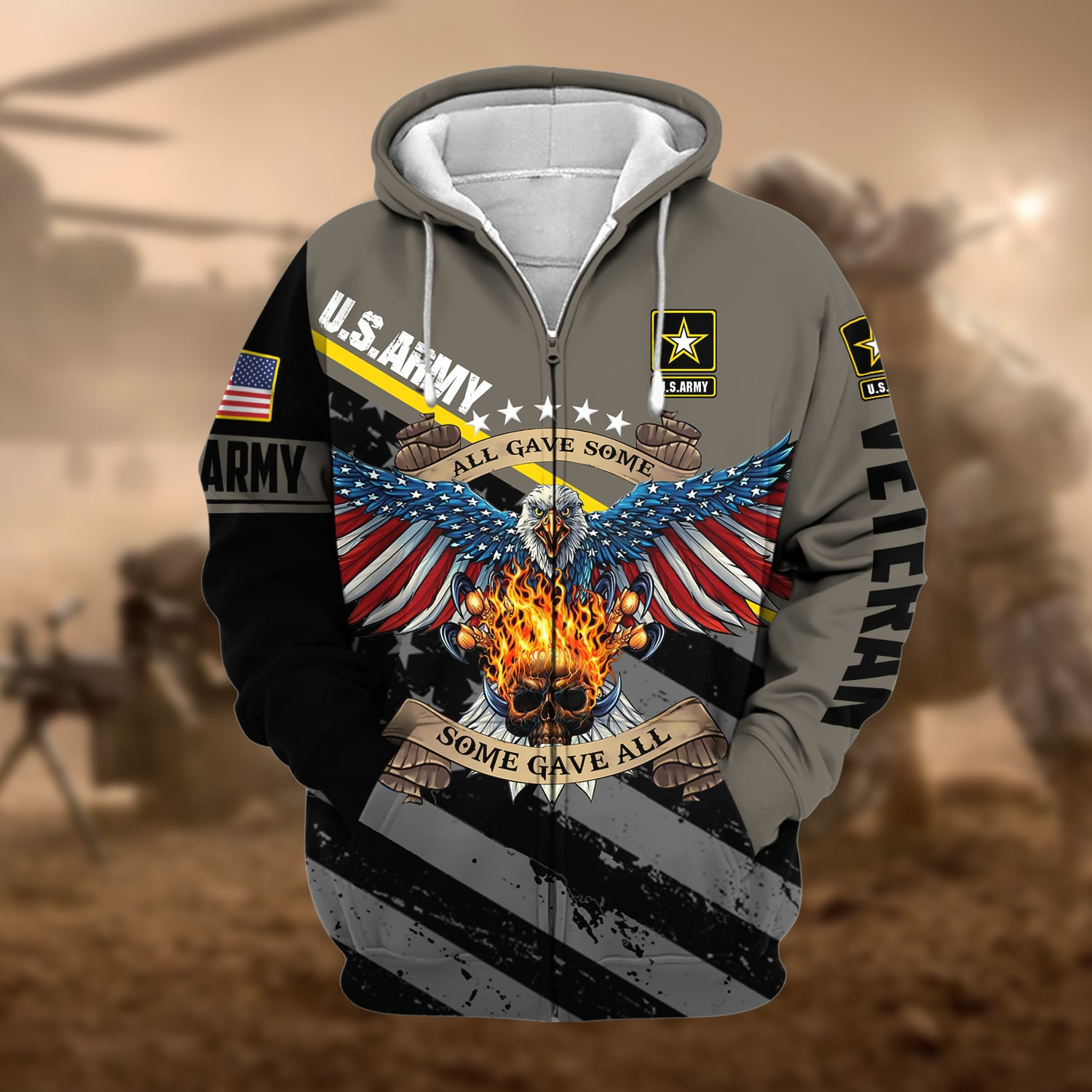 Premium Eagle US Veteran Zip Up Hoodie NPVC251001