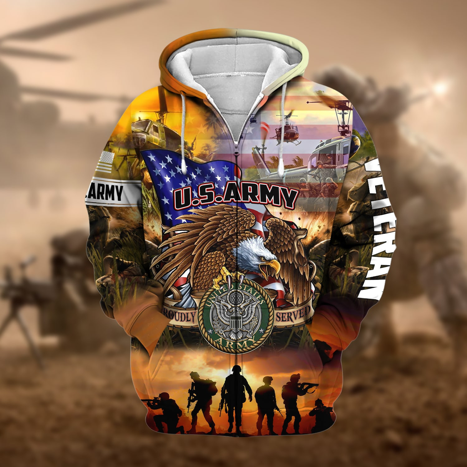 Premium Honoring All Who Served US Veteran Zip Up Hoodie NPVC271003