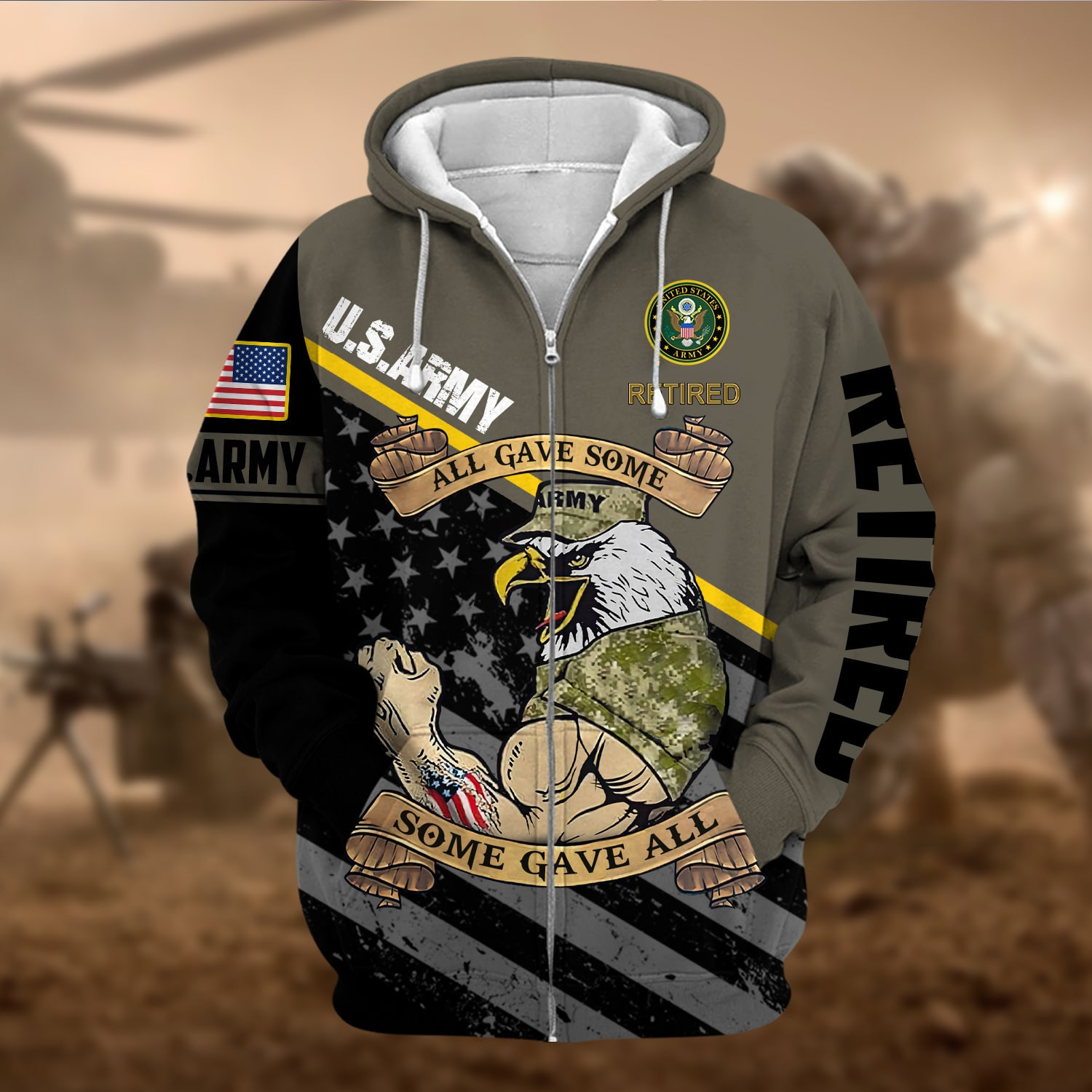 Premium US Retired Zip Up Hoodie NPVC111110