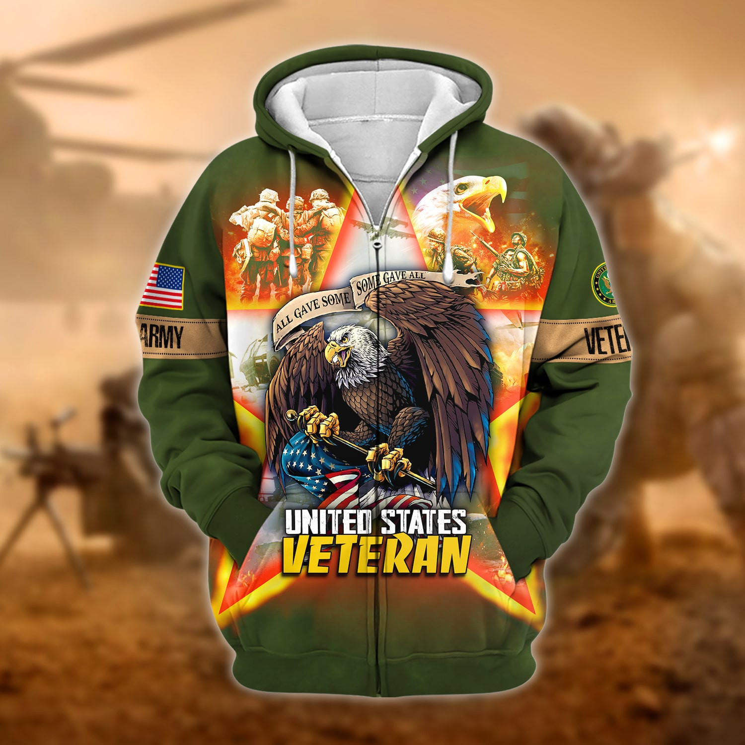 Unique All Gave Some US Veteran Zip Up Hoodie NPVC251115