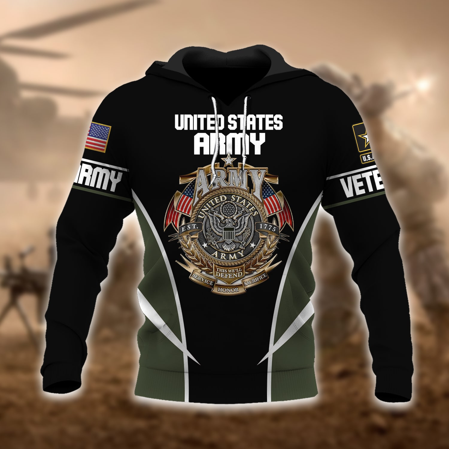 Premium Multiple US Military Services Veteran Hoodie NPVC221101