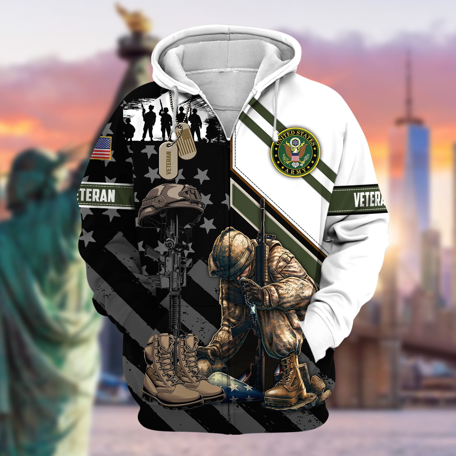 Unique Honoring All Who Served US Veteran Zip Up Hoodie NPVC151101