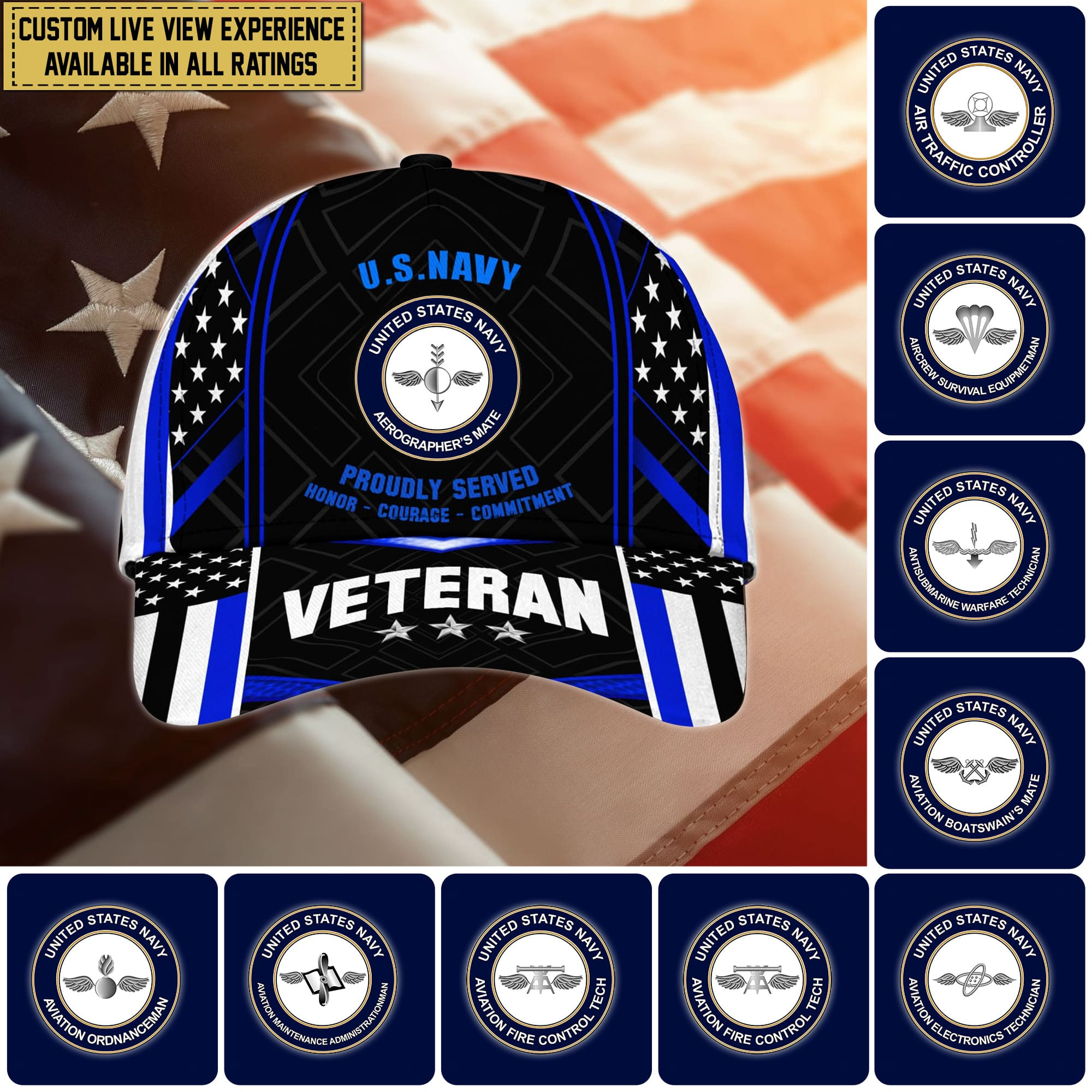 Unique Custom Ratings US Navy Cap NPVC100401