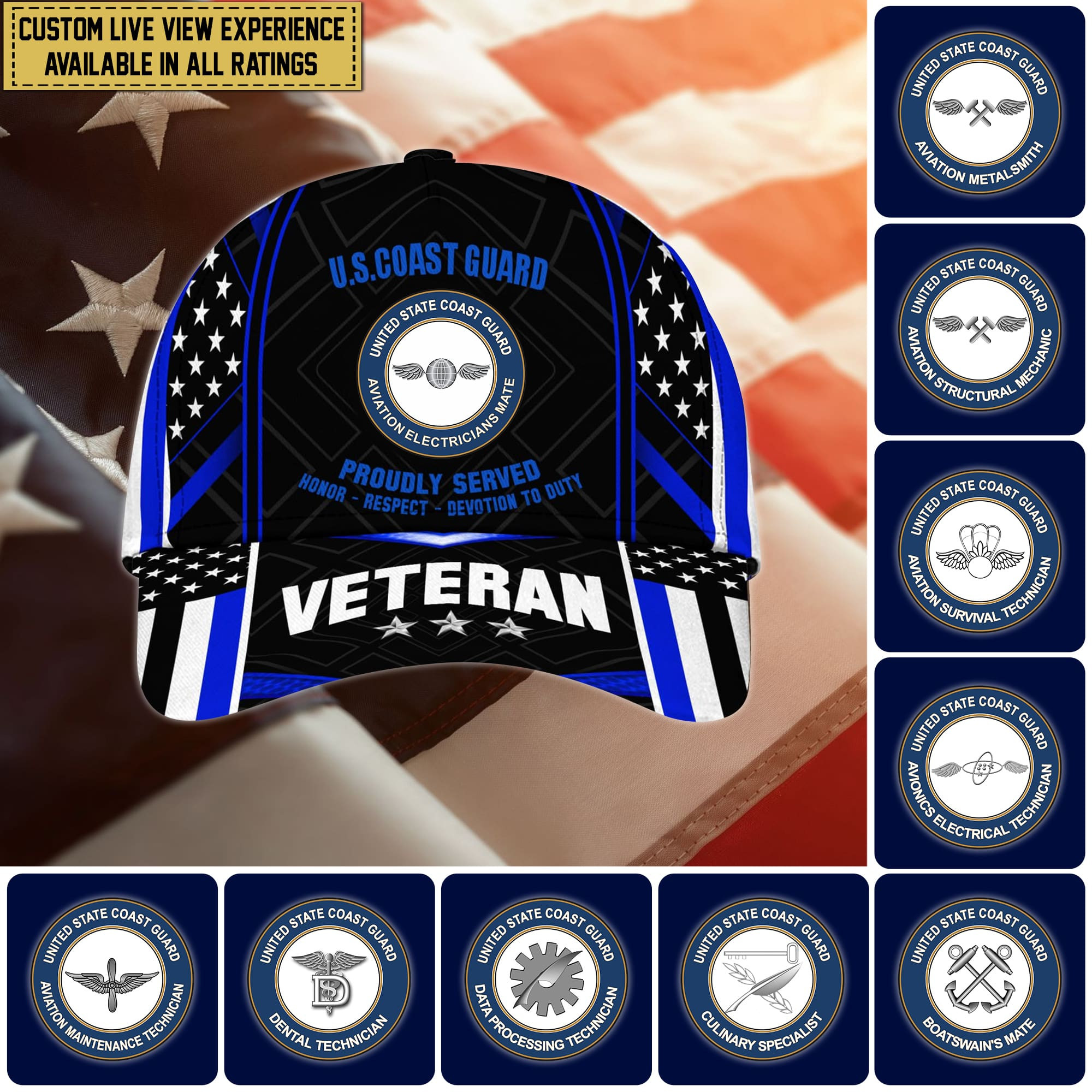 Unique Custom Ratings USCG Cap NPVC100405