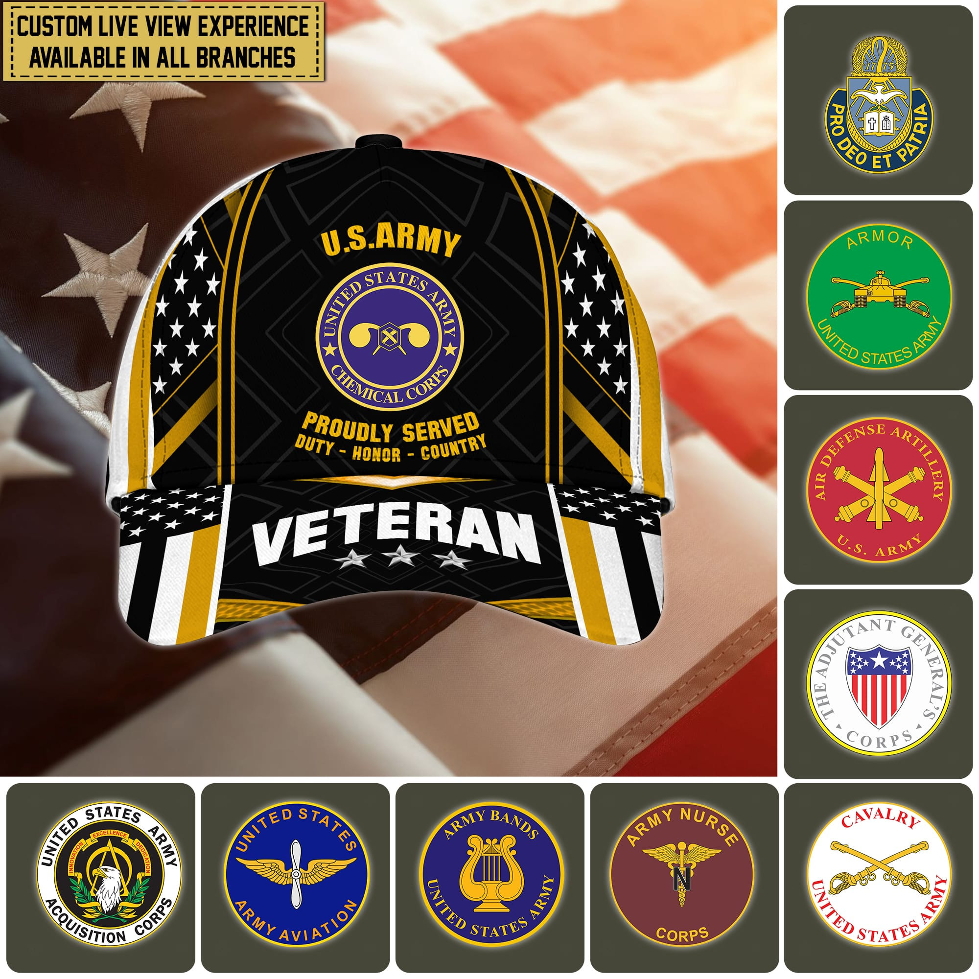 Unique Custom Branches US Army Cap NPVC080401
