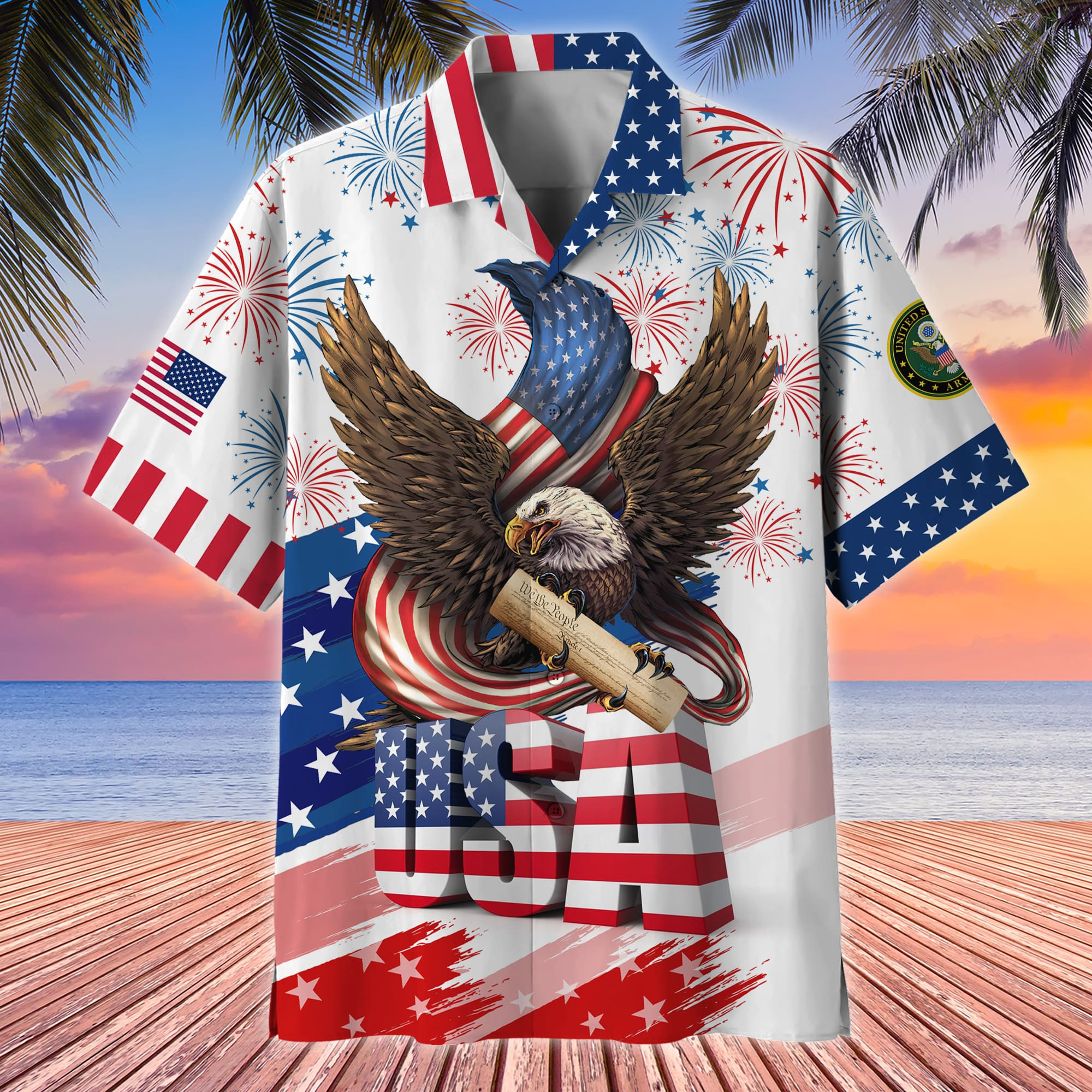 Premium American Pride 4th Of July US Veteran Hawaii Shirt NPVC190501