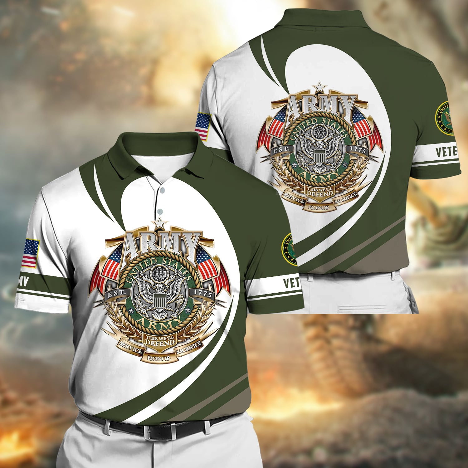 Premium Proudly Served US Veteran Polo Shirt NPVC250502