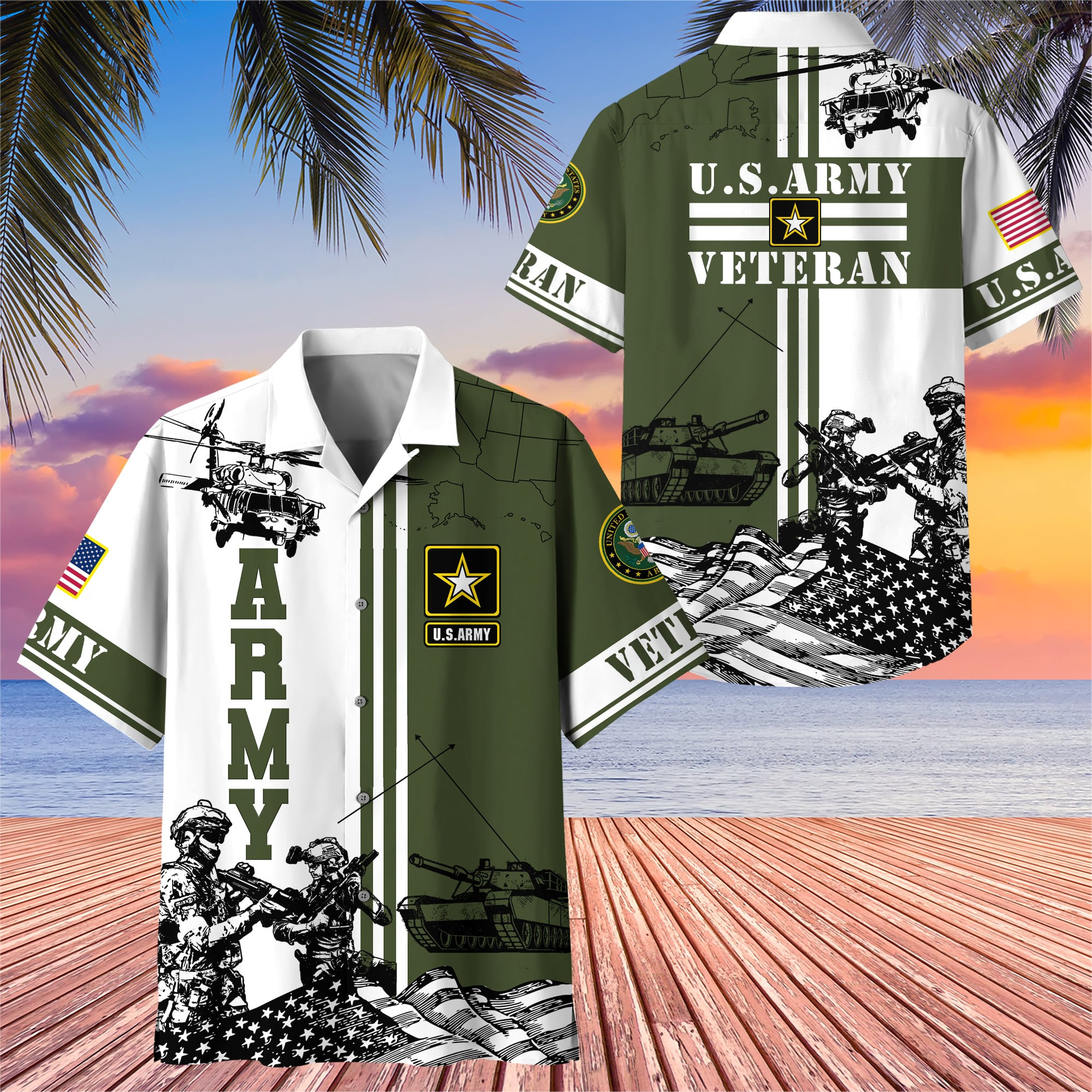 Premium US Army Blackhawk Helicopter Hawaii Shirt NPVC130720