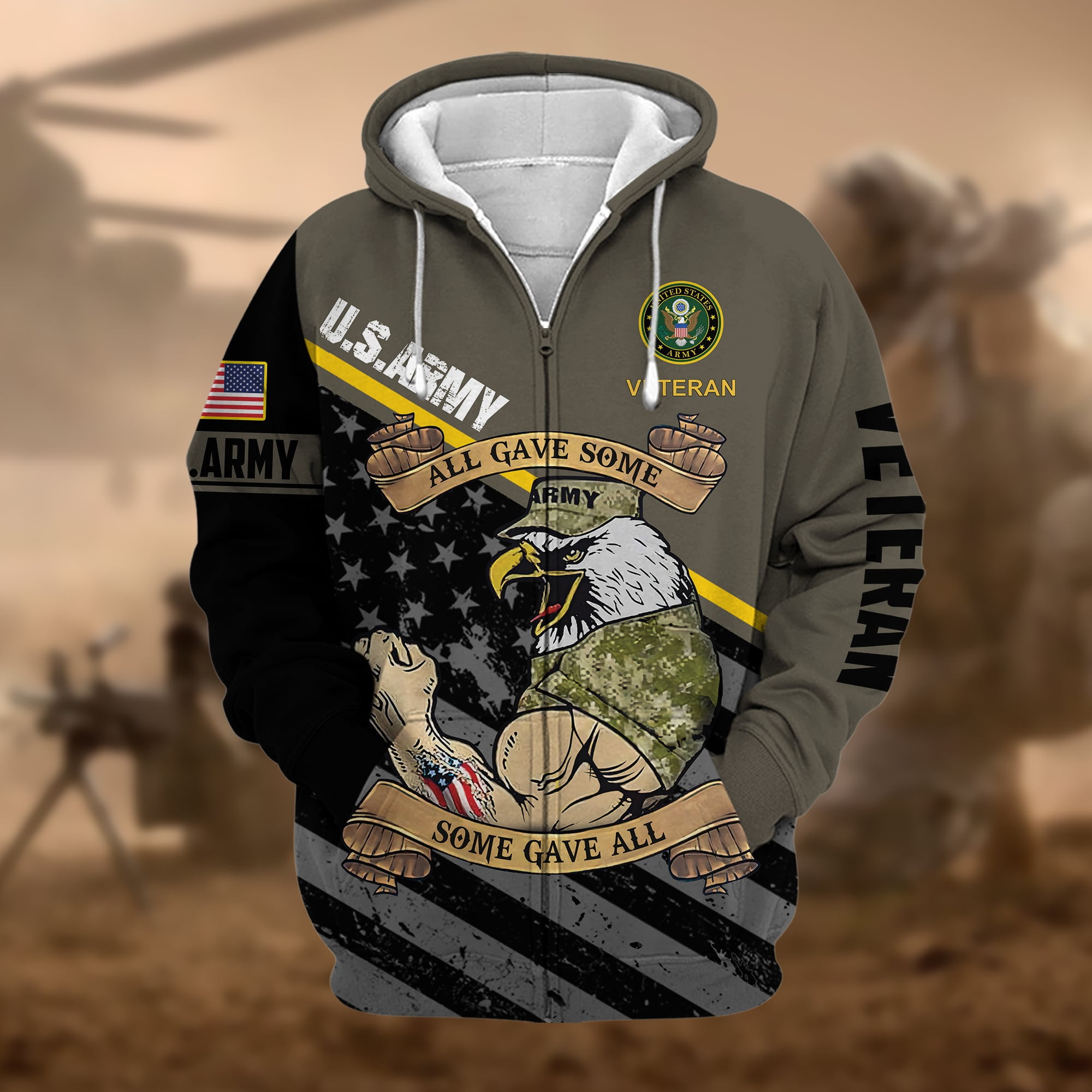 Premium Multiple US Military Services Veteran Zip Up Hoodie PVC271003