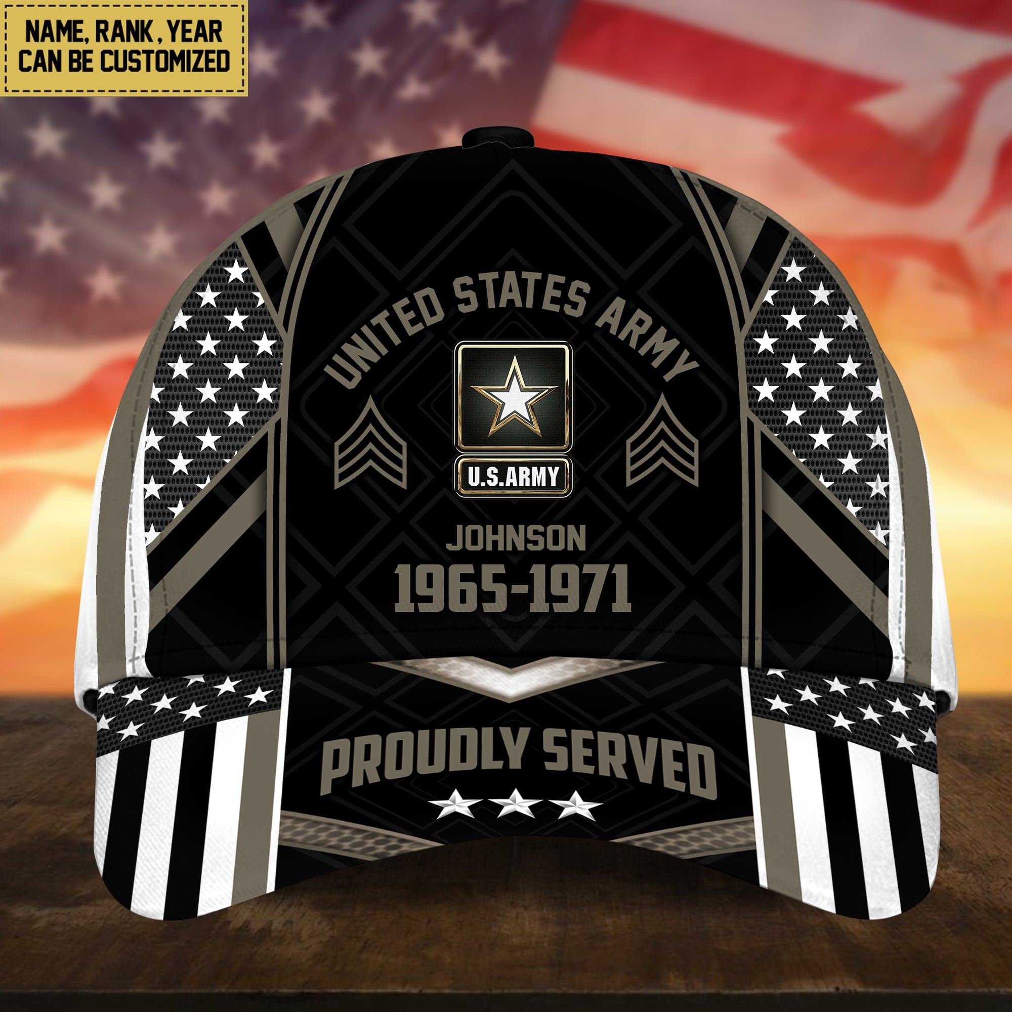 Premium Custom Name, Rank And Years of Service US Veterans Cap APVC160802