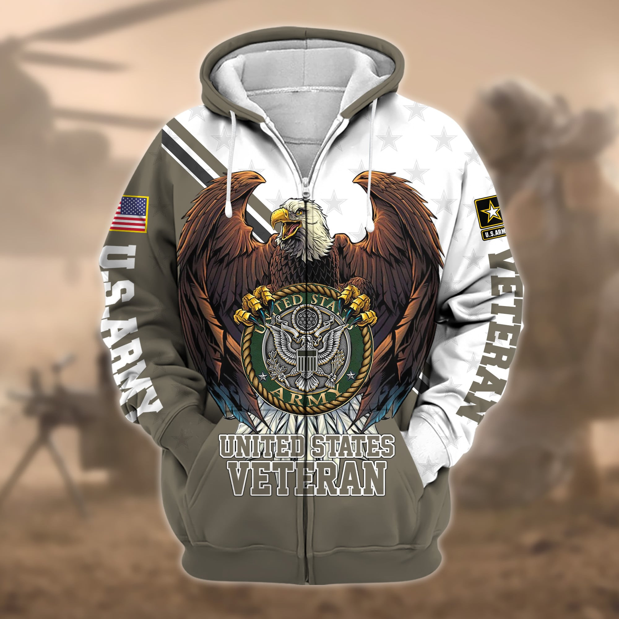 Premium Eagle US Veteran Zip Up Hoodie APVC140803