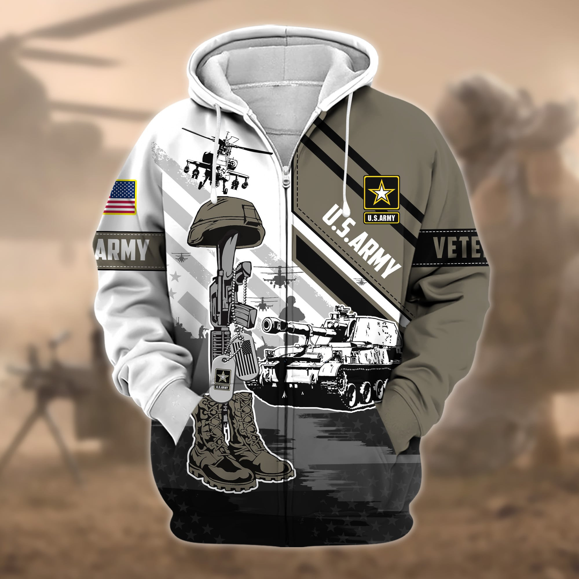 Premium Honoring All Who Served US Veteran Zip Up Hoodie APVC150801
