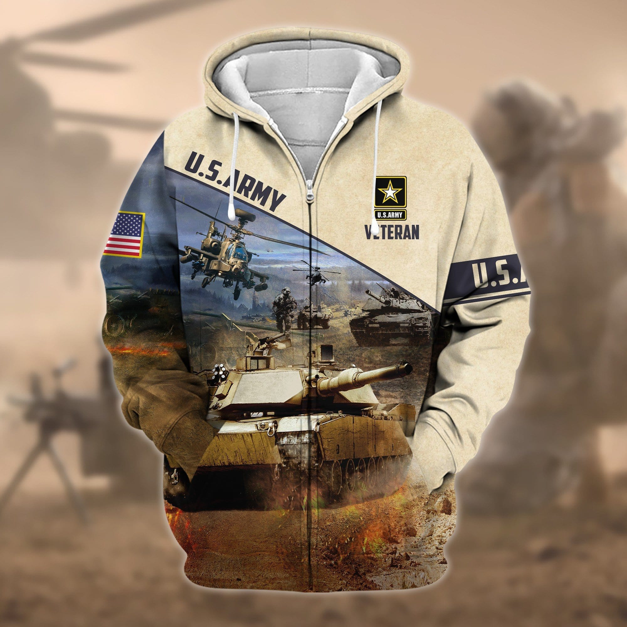 Premium Proudly Served US Veteran Zip Up Hoodie APVC250801
