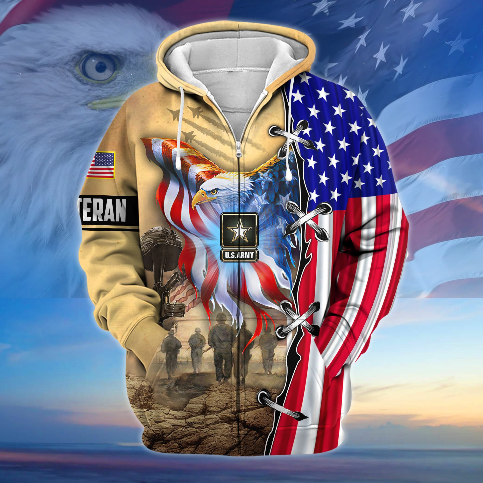 Premium Honoring All Who Served US Veteran Zip Up Hoodie APVC290801