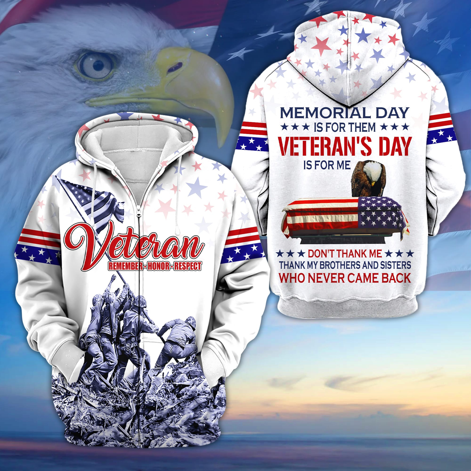 Premium Memorial Day Is For Them Veteran’s Day Is For Me US Veteran Zip Up Hoodie APVC150803
