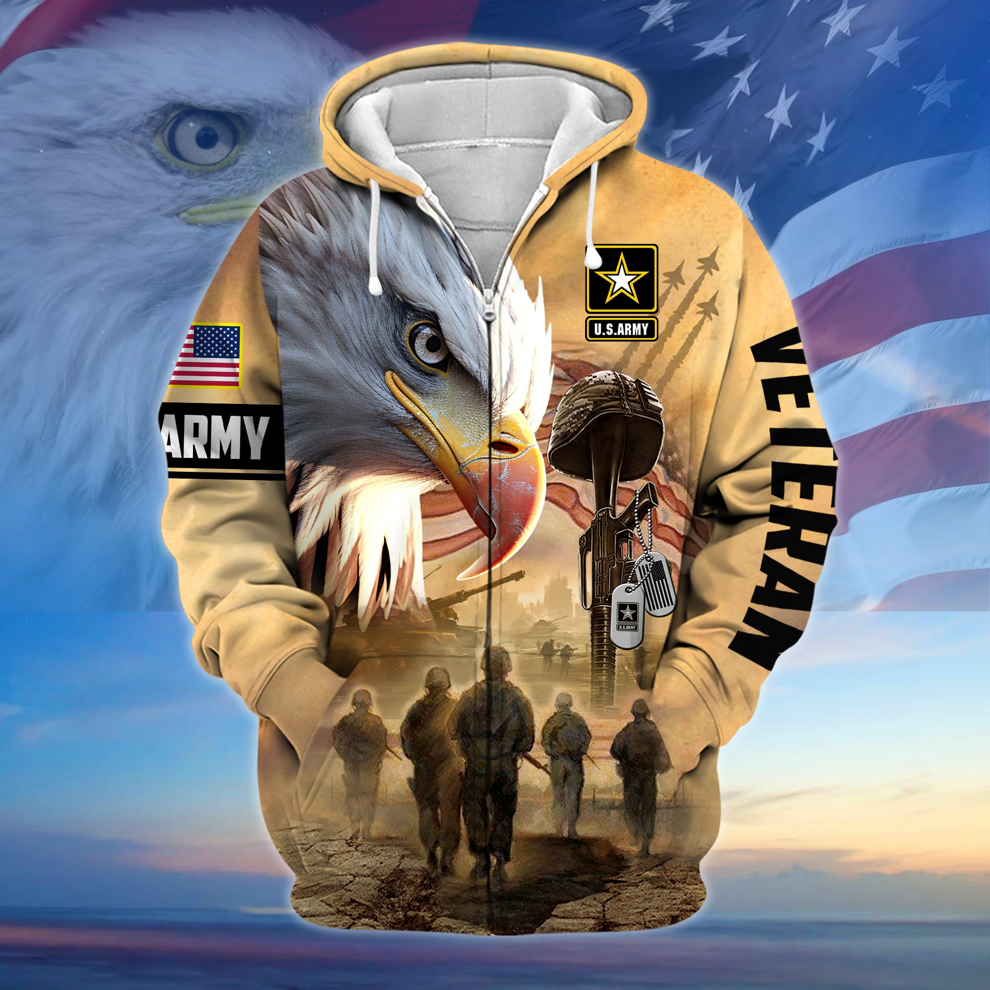 Premium Honoring All Who Served US Veteran Zip Up Hoodie APVC080902
