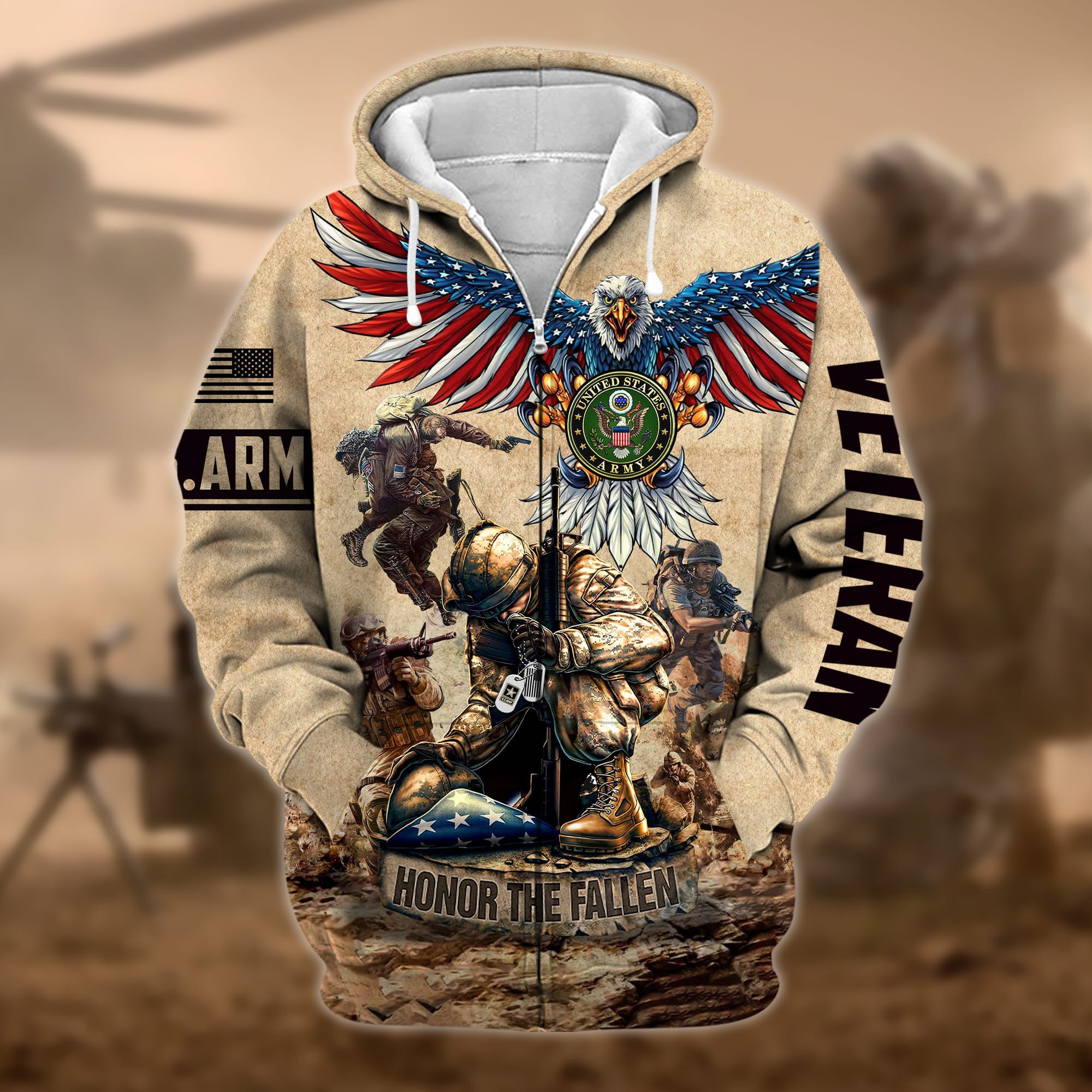 Premium Honoring All Who Served US Veteran Zip Up Hoodie APVC130905