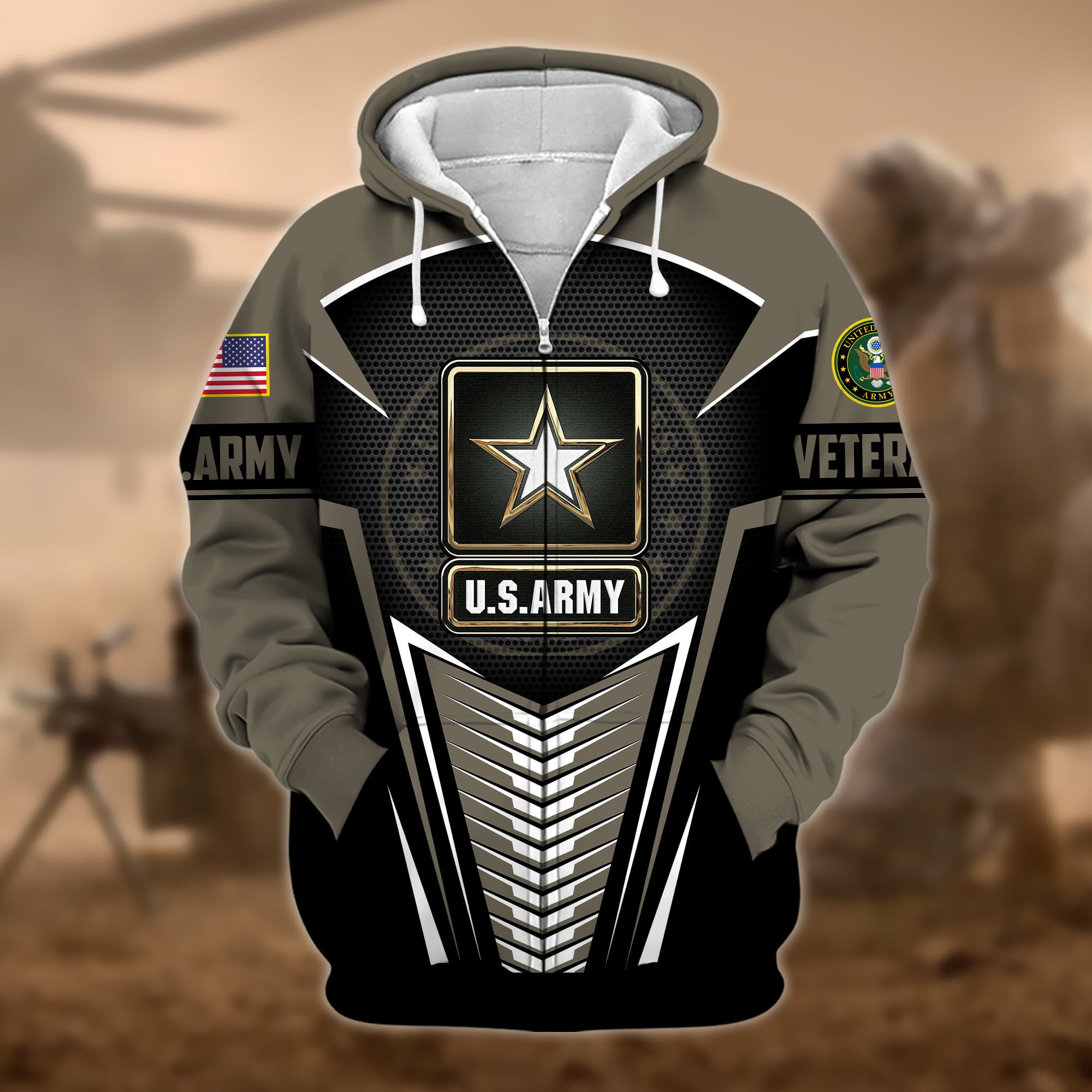 Premium Proudly Served US Veteran Zip Up Hoodie APVC180901