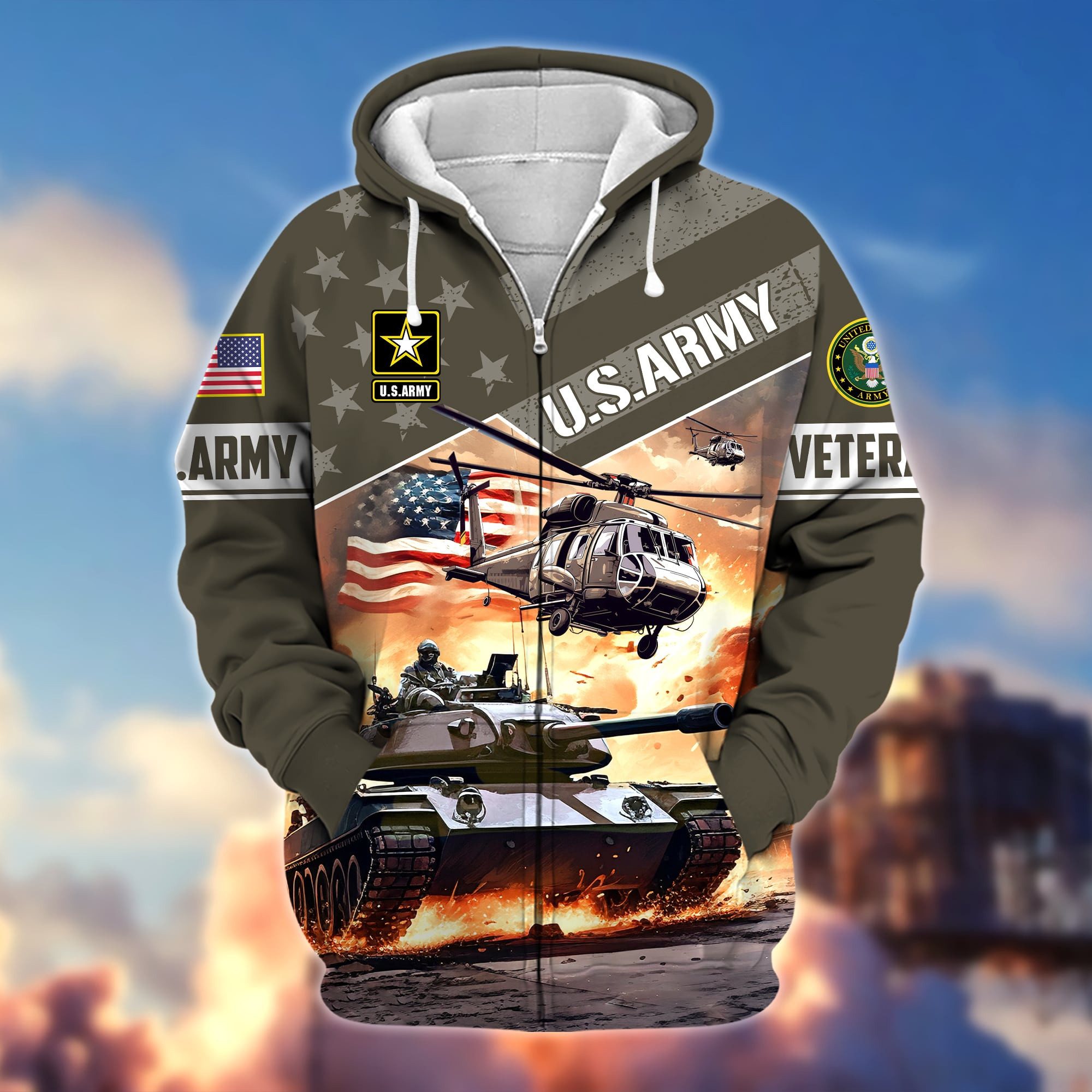 Premium Multiple Military Services US Veteran Zip Up Hoodie APVC270901