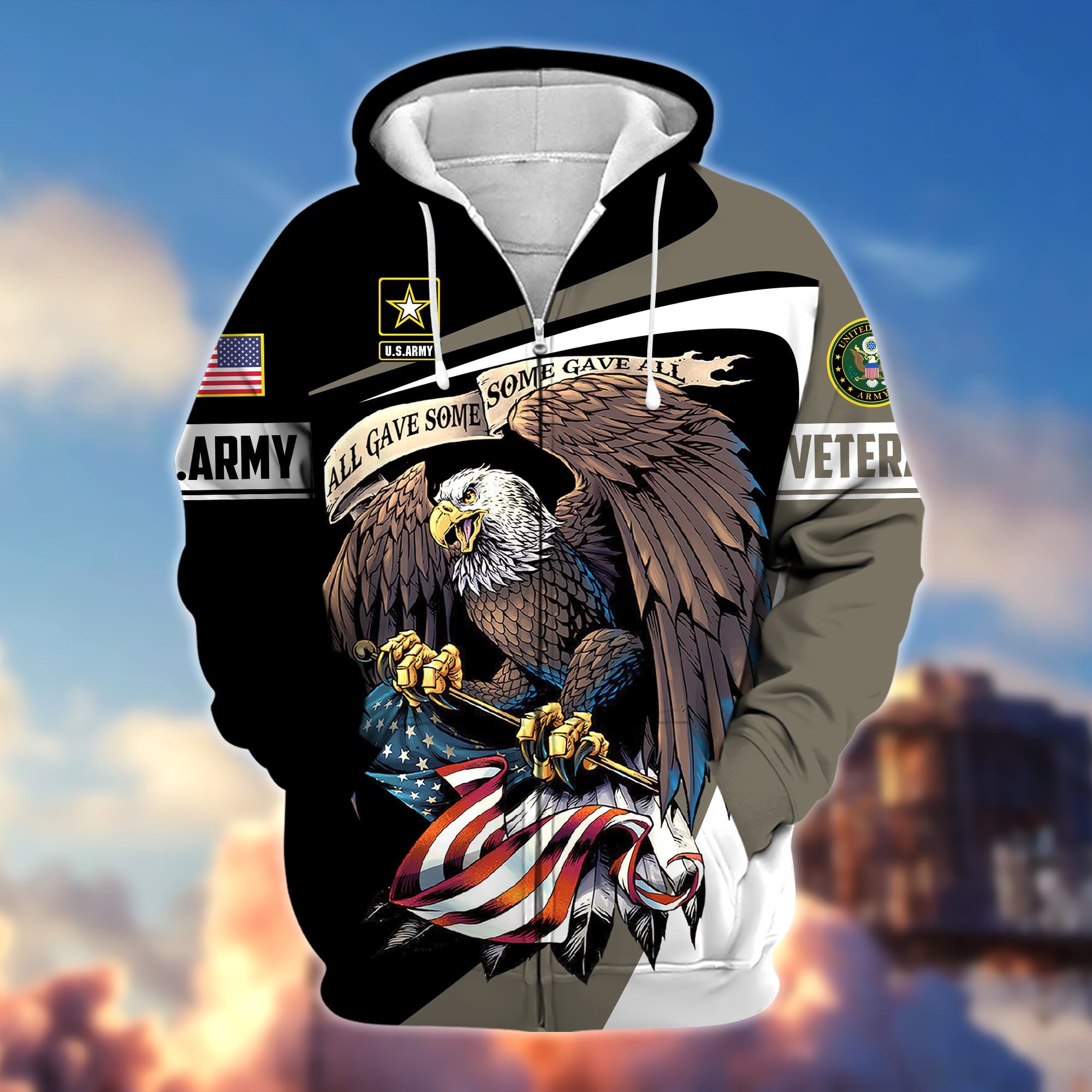 Premium Eagle US Veteran Zip Up Hoodie APVC220902