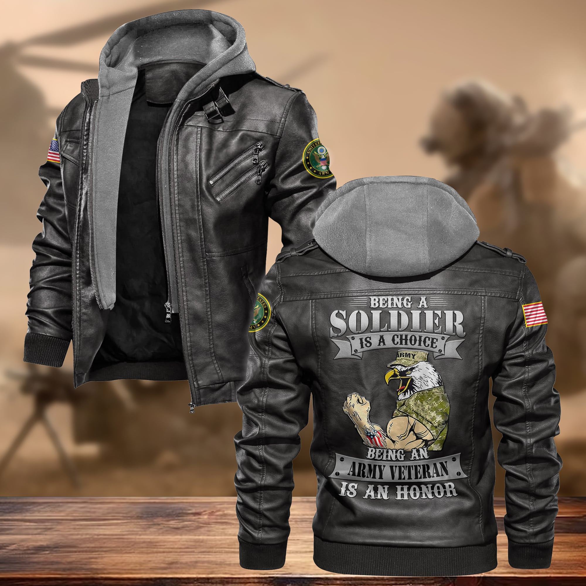 Premium Proudly Served US Veteran Leather Jacket APVC130903