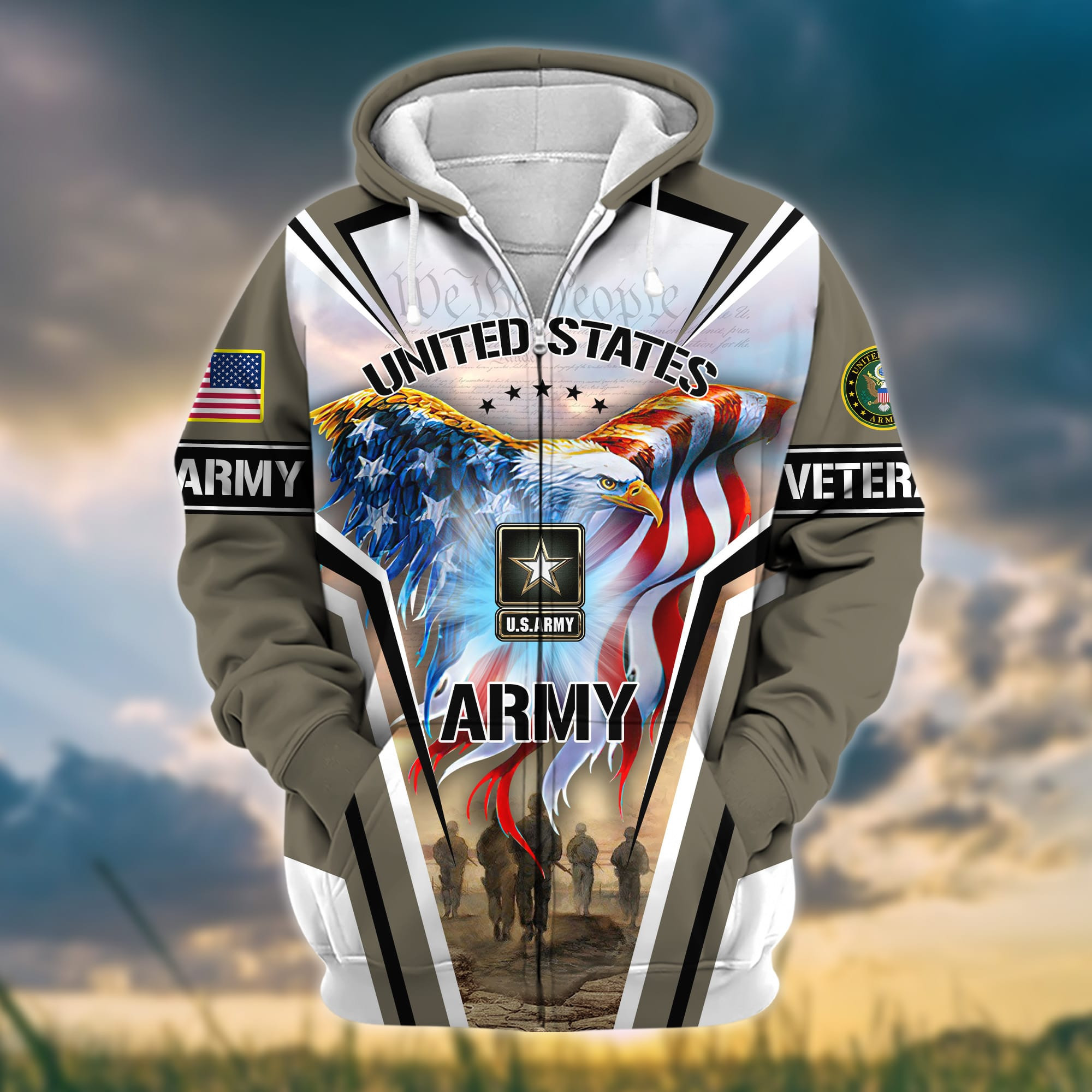Premium Honoring All Who Served US Veteran Zip Up Hoodie APVC051001