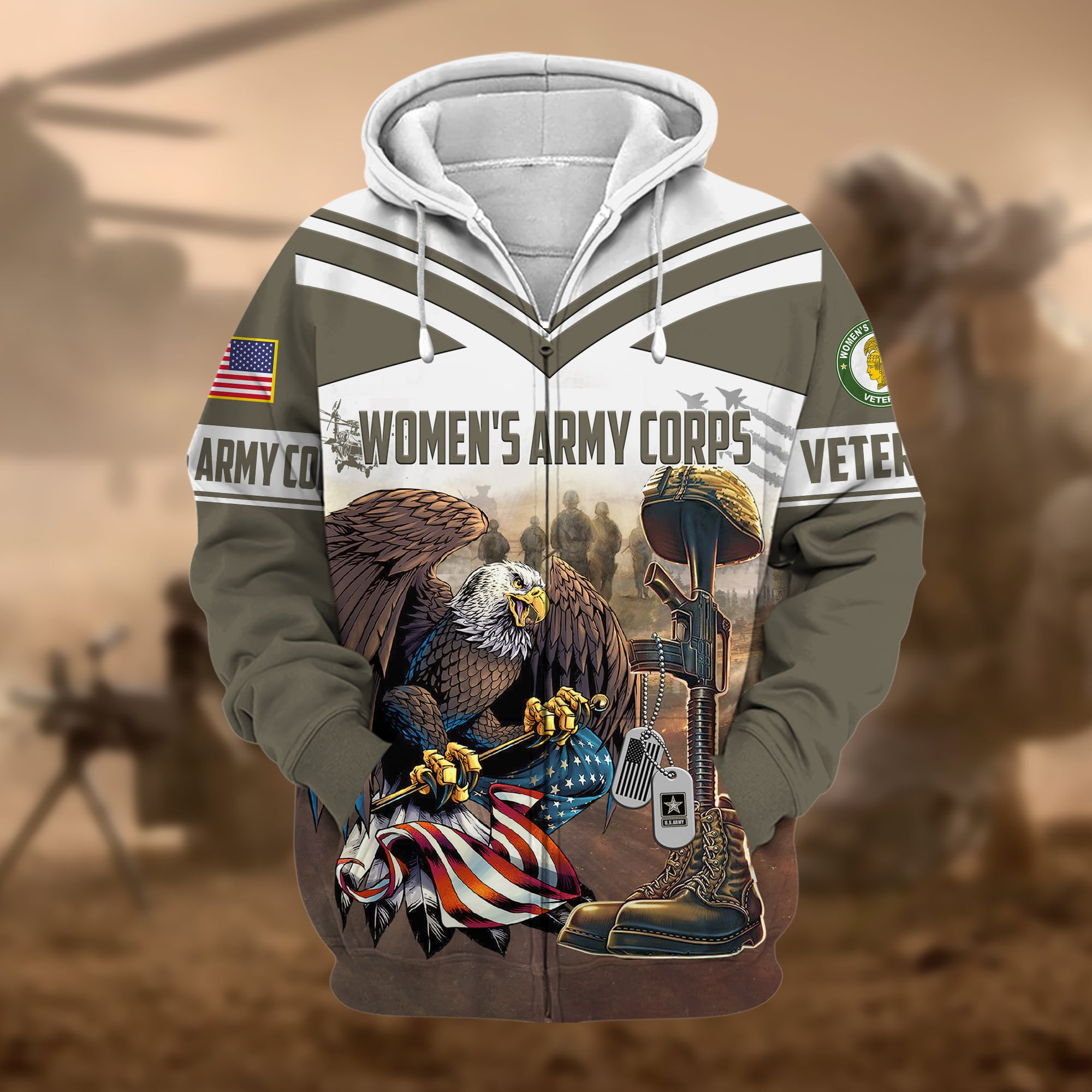 Premium Women’s Army Corps Zip Up Hoodie APVC131010