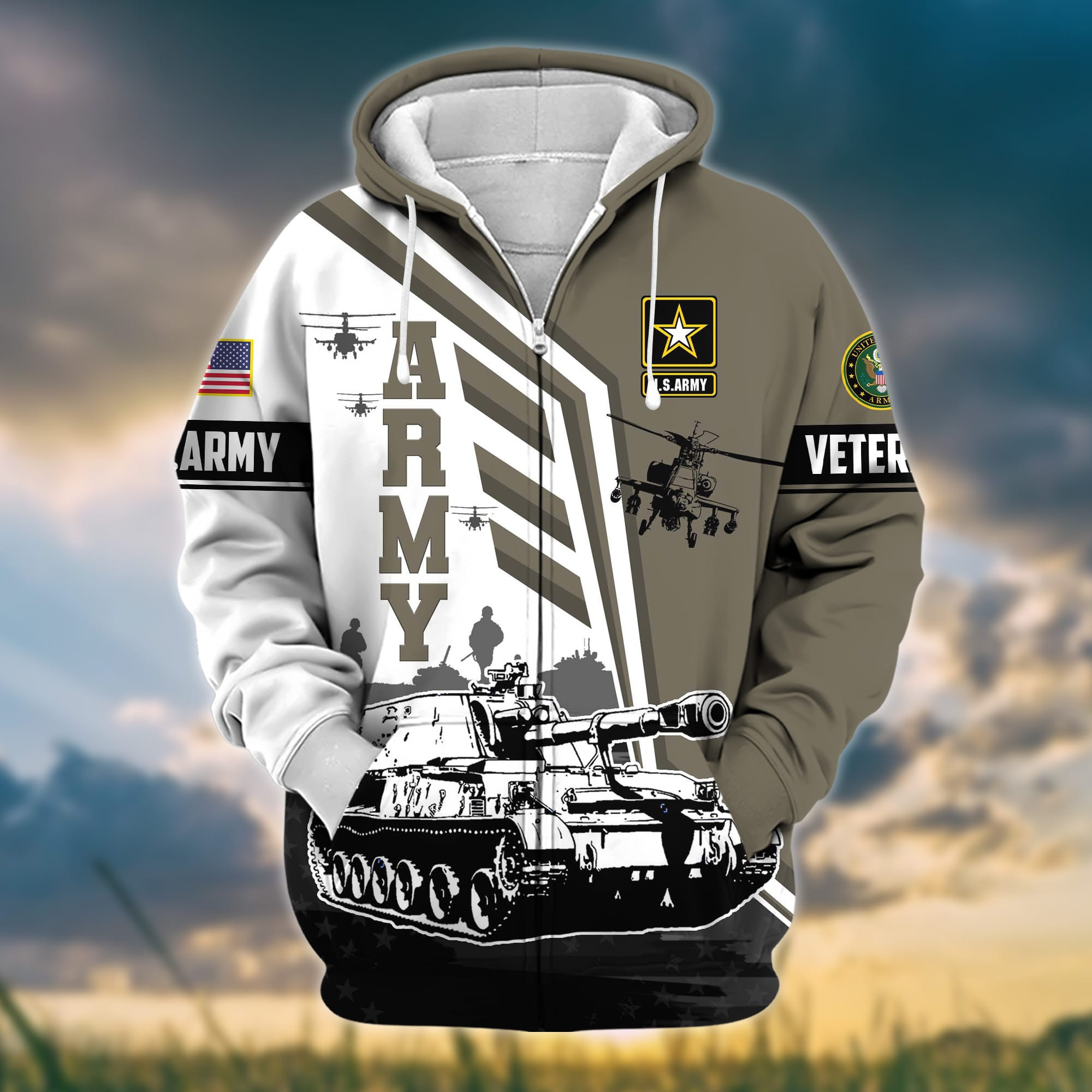 Premium Honoring All Who Served US Veteran Zip Up Hoodie APVC161002