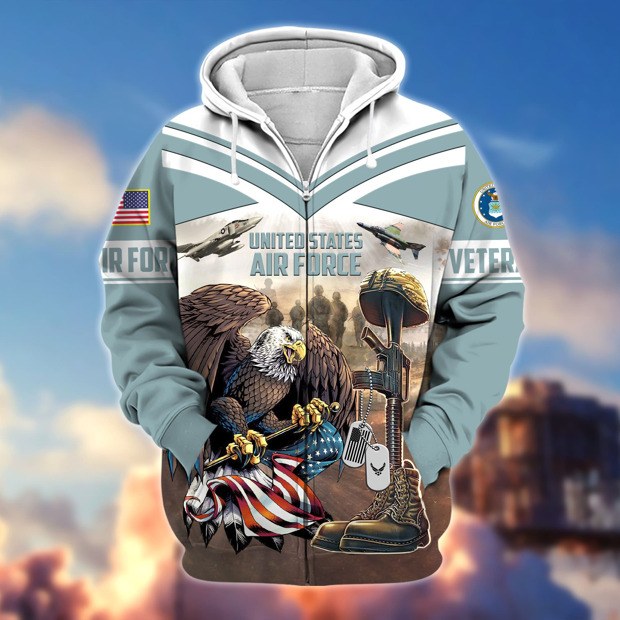 Premium US Air Force Veteran Zip Up Hoodie APVC221010